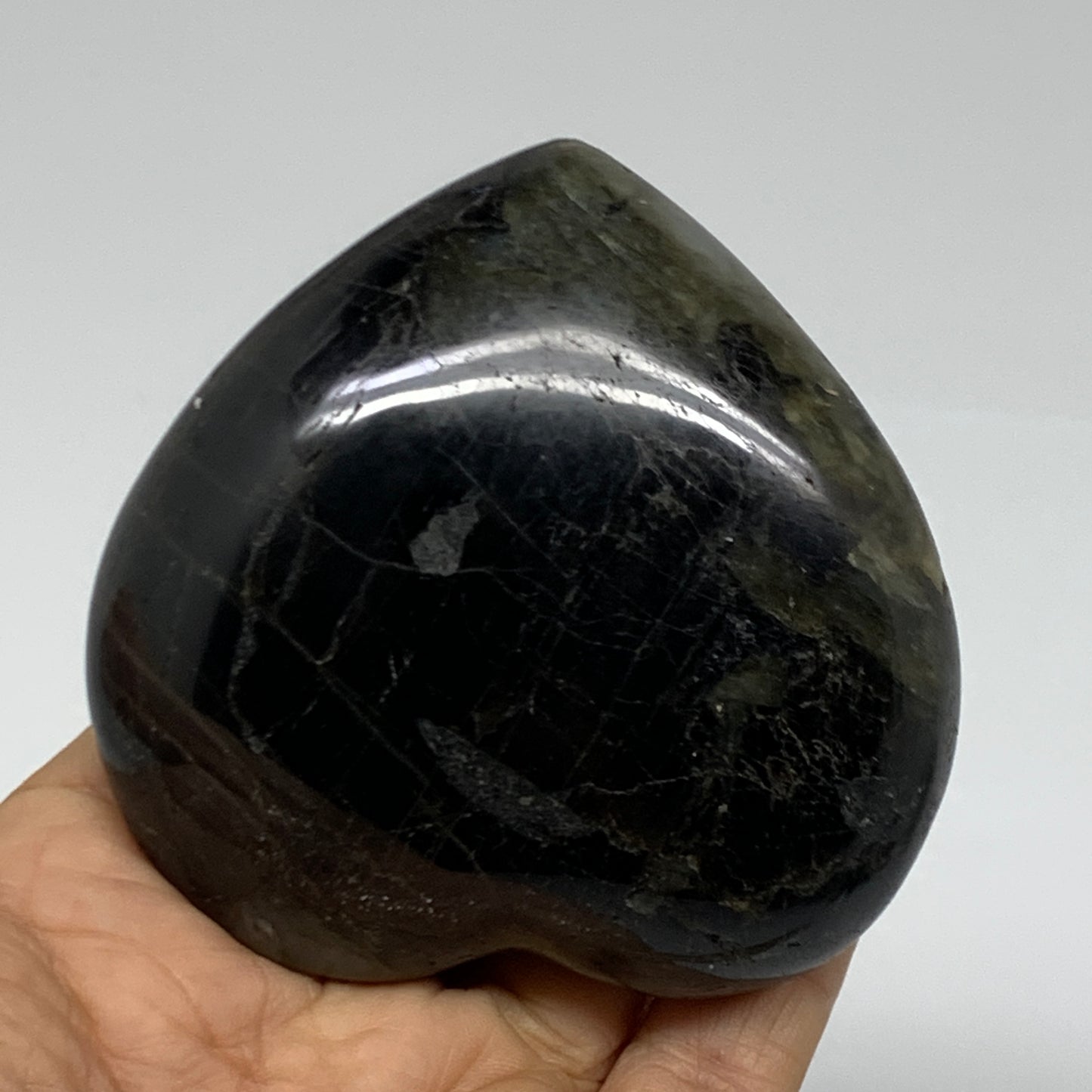 0.49 lbs, 2.9"x3"x1", Natural Labradorite Heart Polished Crystal, B37242