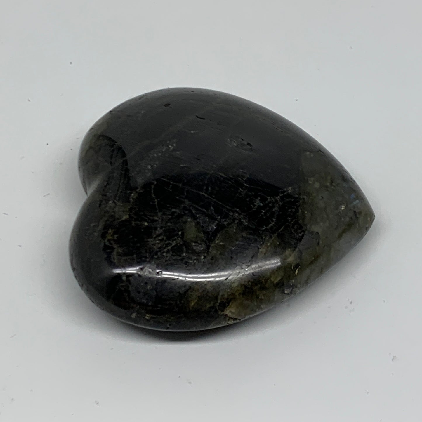 0.49 lbs, 2.9"x3"x1", Natural Labradorite Heart Polished Crystal, B37242