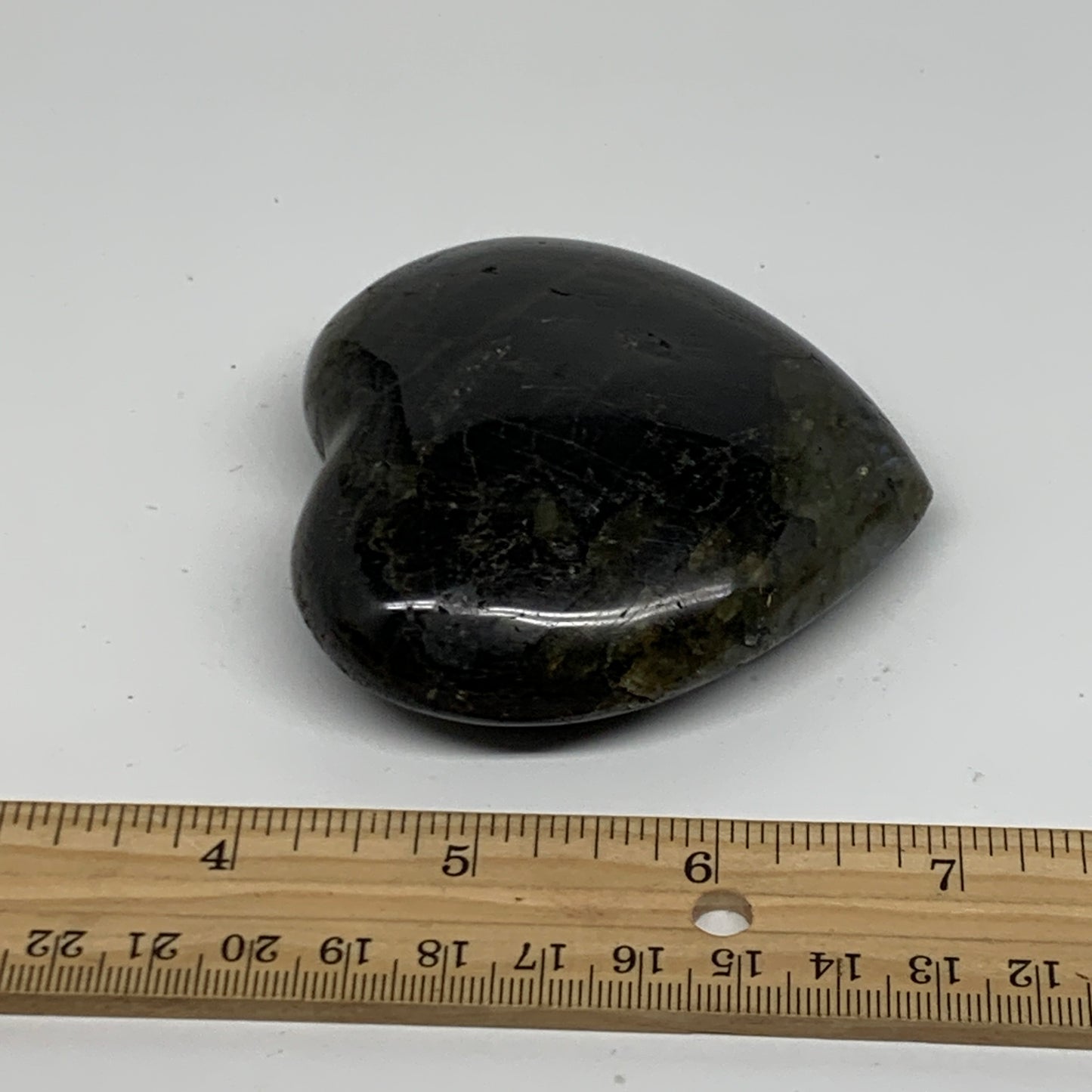 0.49 lbs, 2.9"x3"x1", Natural Labradorite Heart Polished Crystal, B37242