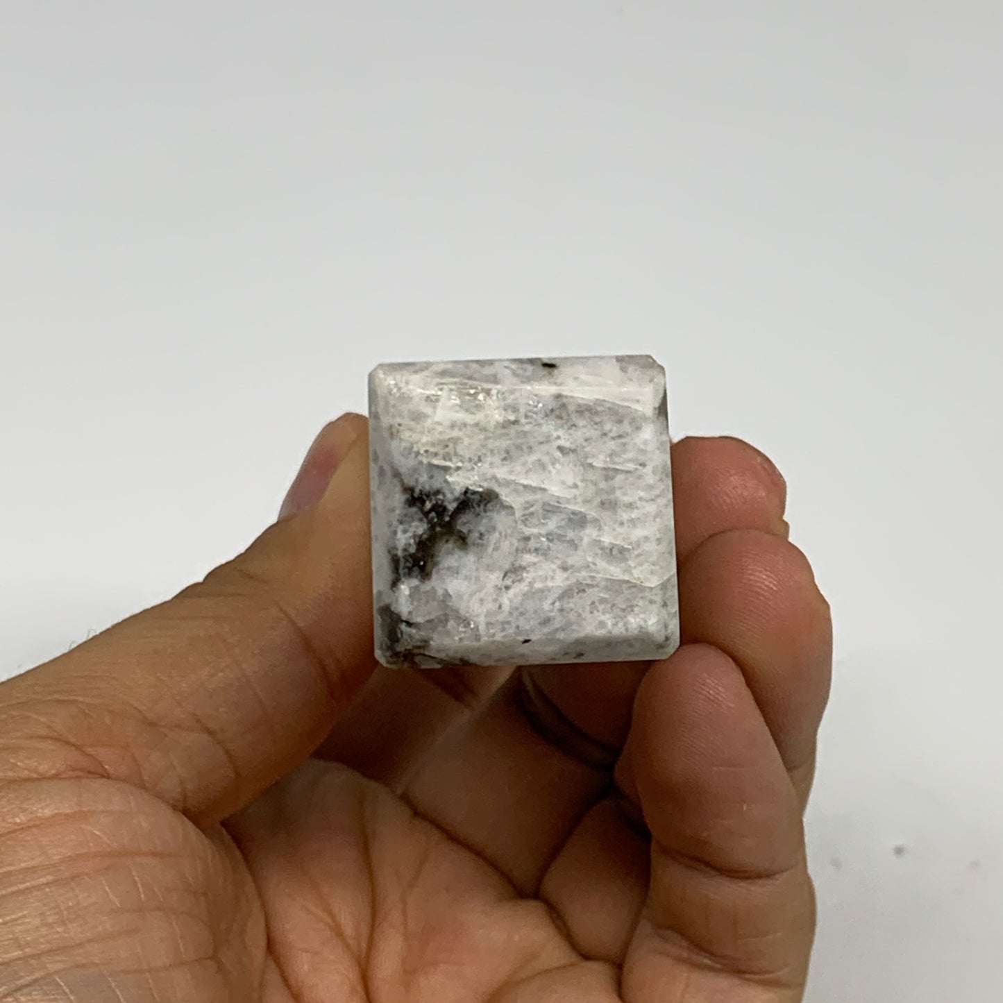 122.1g, 4"x0.9"x0.9" Rainbow Moonstone Tower Obelisk Point Crystal @India,B29290