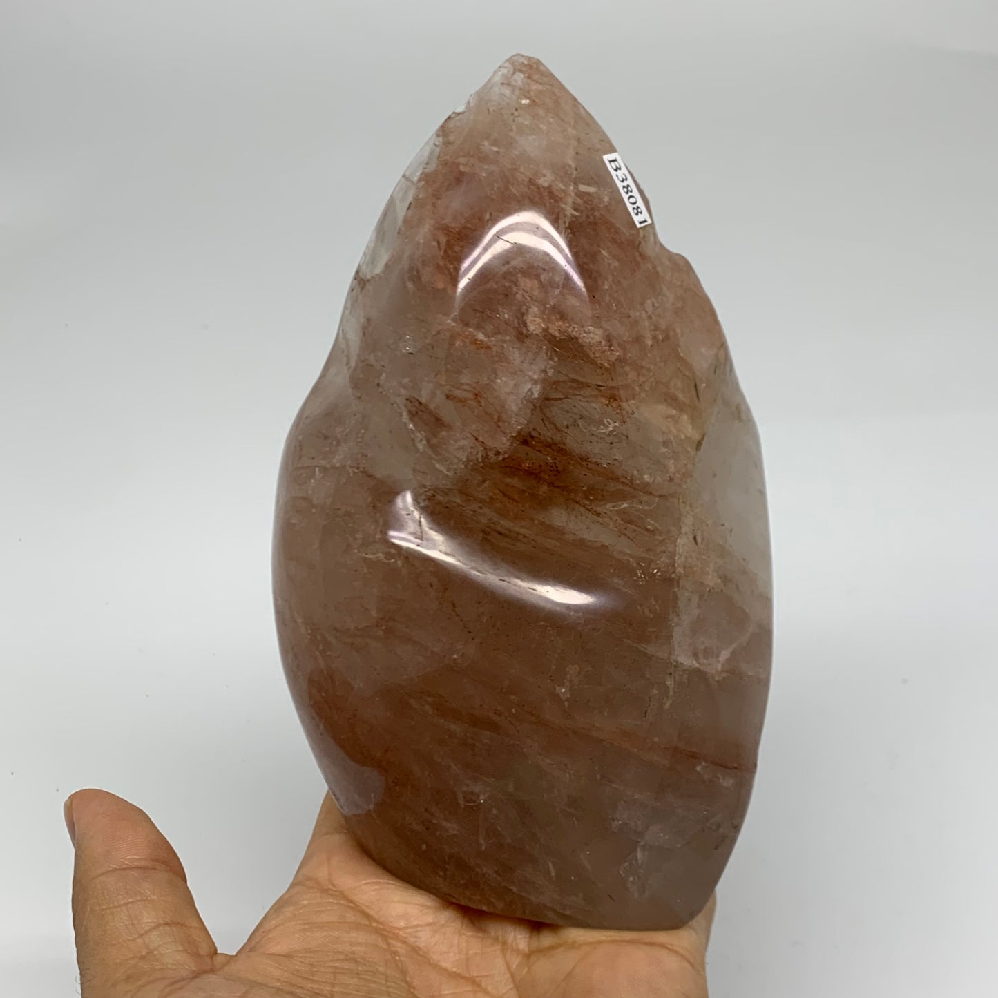 1.95 lbs, 5.7"x3.5"x2", Red Hematoid Quartz Freeform Crystal Fire Quartz, B38081