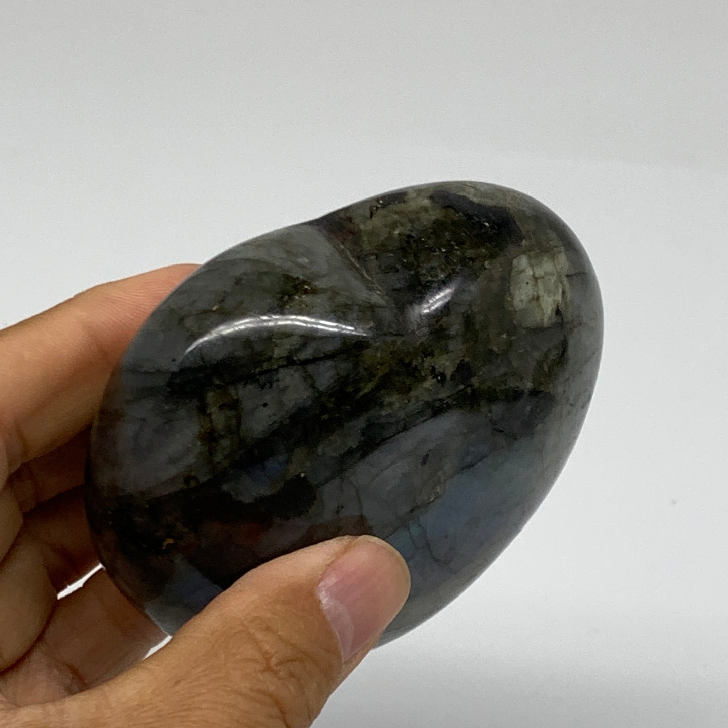 0.8 lbs, 3.1"x3.2"x1.5", Natural Labradorite Heart Polished Crystal, B37243