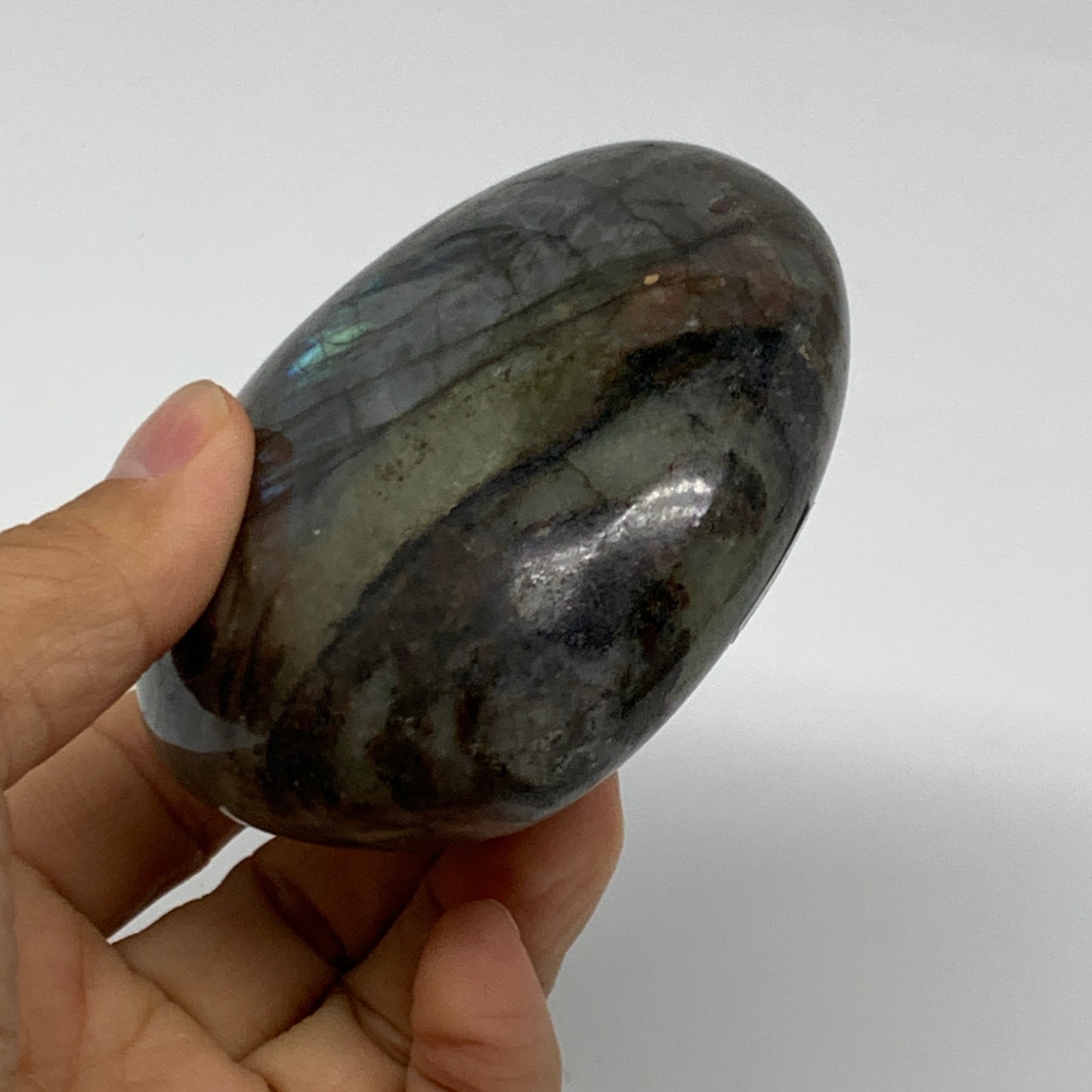 0.8 lbs, 3.1"x3.2"x1.5", Natural Labradorite Heart Polished Crystal, B37243