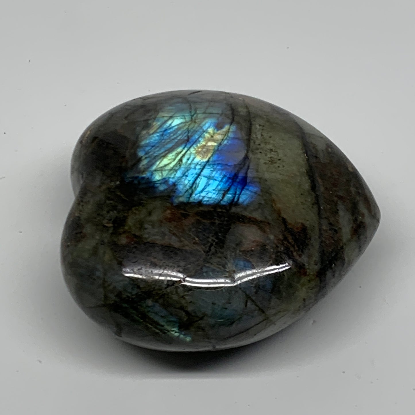 0.8 lbs, 3.1"x3.2"x1.5", Natural Labradorite Heart Polished Crystal, B37243