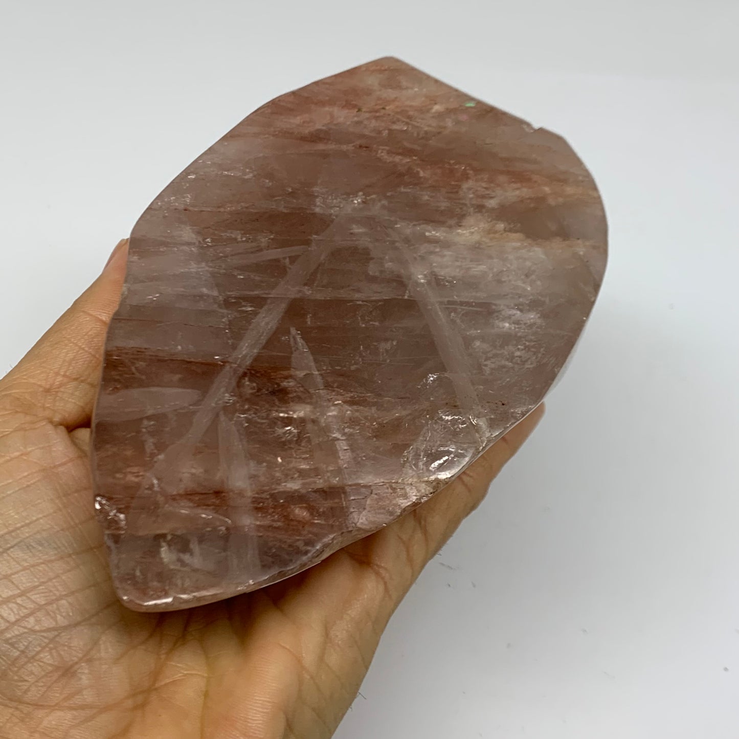 1.95 lbs, 5.7"x3.5"x2", Red Hematoid Quartz Freeform Crystal Fire Quartz, B38081