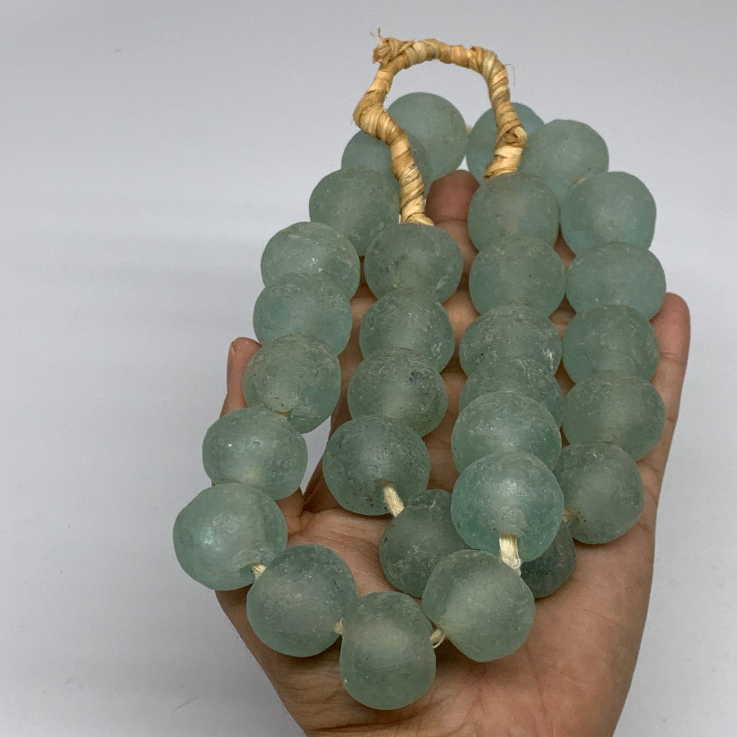 1.05 lbs, 17mm-20mm, 1 Strand, 30 beads, Green/Blue Sea Glass Beads , B35733