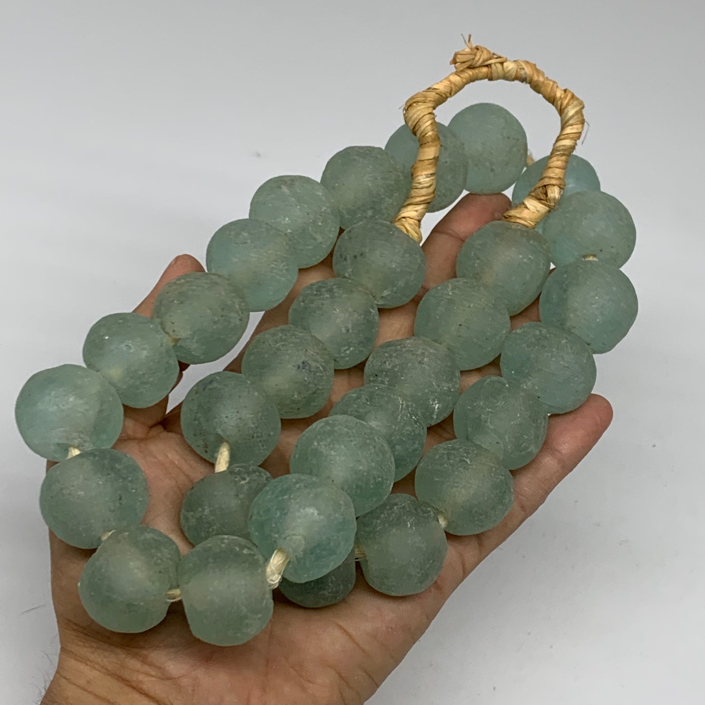 1.05 lbs, 17mm-20mm, 1 Strand, 30 beads, Green/Blue Sea Glass Beads , B35733