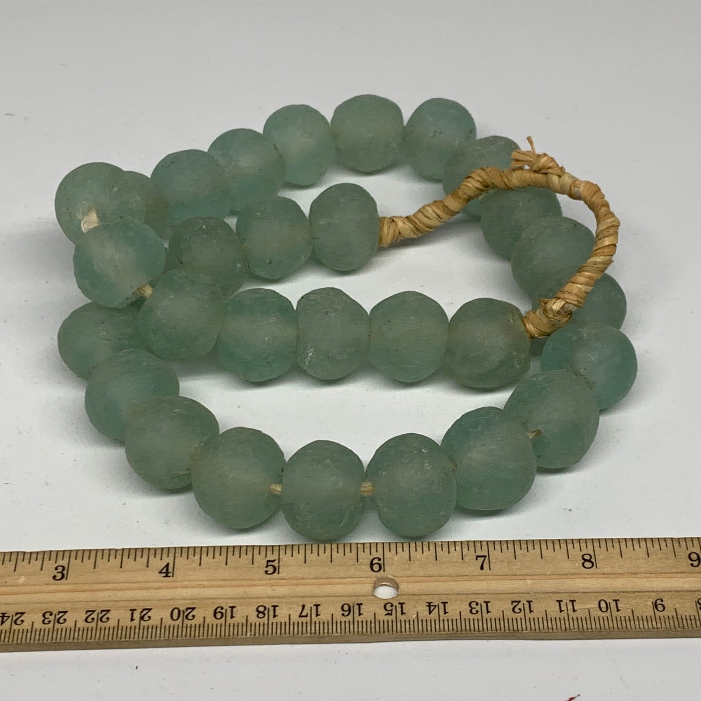 1.05 lbs, 17mm-20mm, 1 Strand, 30 beads, Green/Blue Sea Glass Beads , B35733