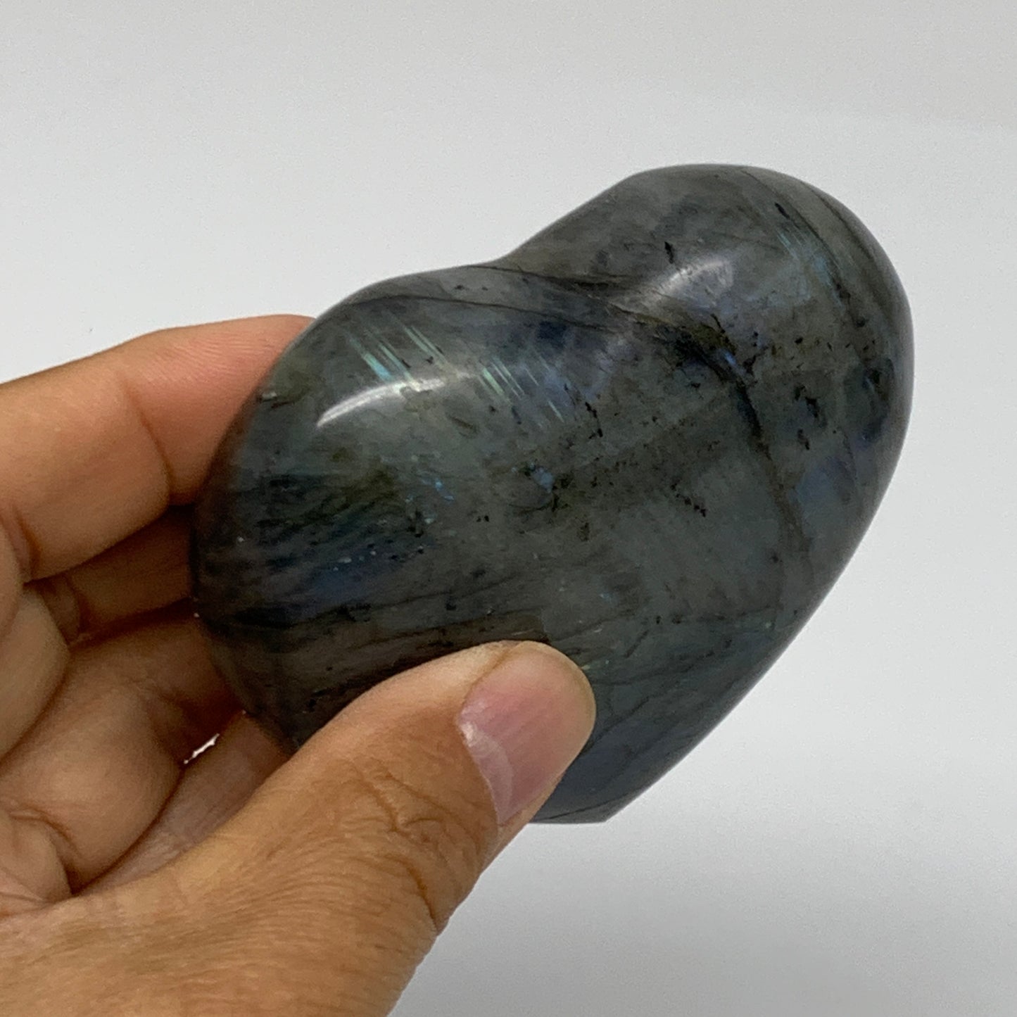 0.52 lbs, 2.9"x3.1"x1.1", Natural Labradorite Heart Polished Crystal, B37244