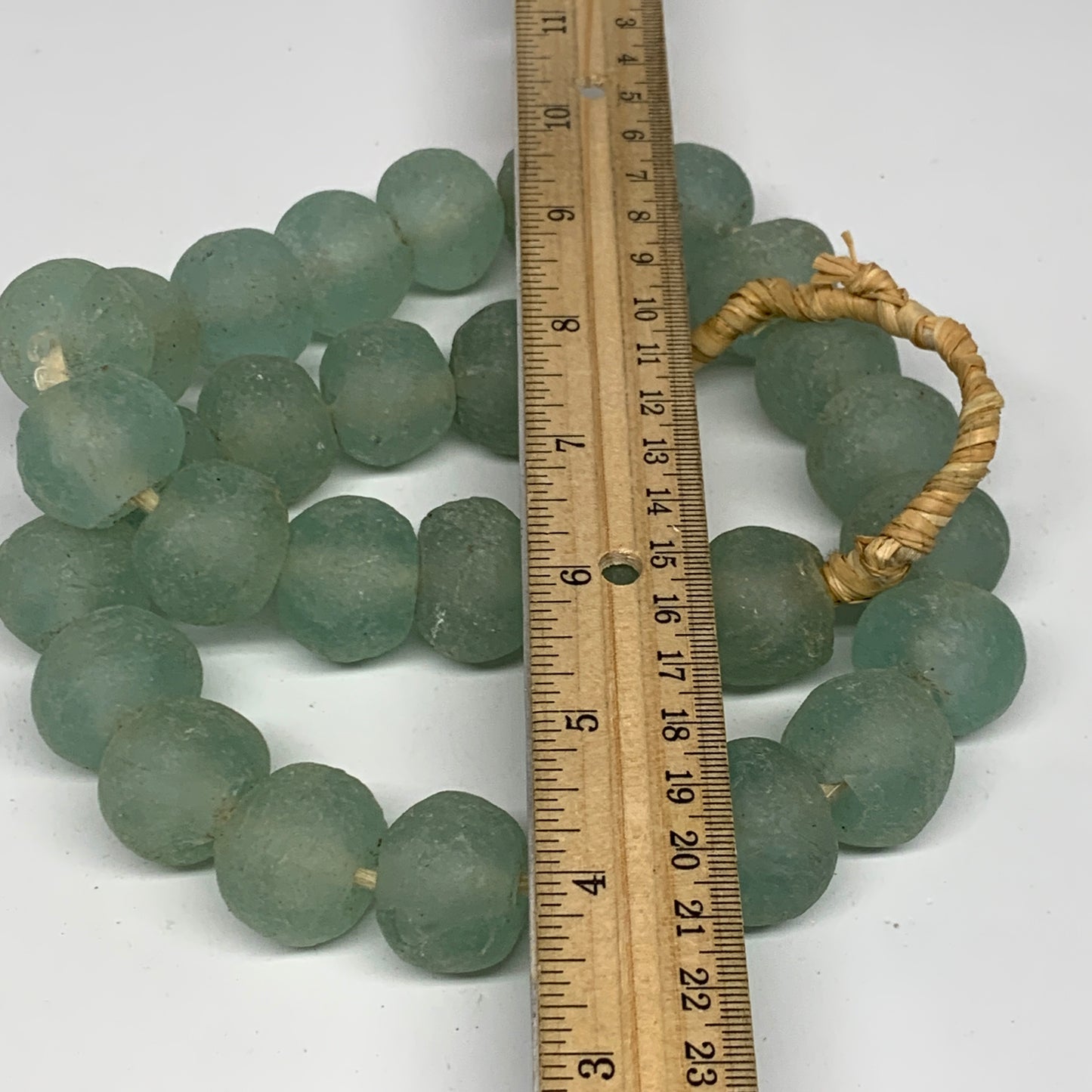 1.05 lbs, 17mm-20mm, 1 Strand, 30 beads, Green/Blue Sea Glass Beads , B35733