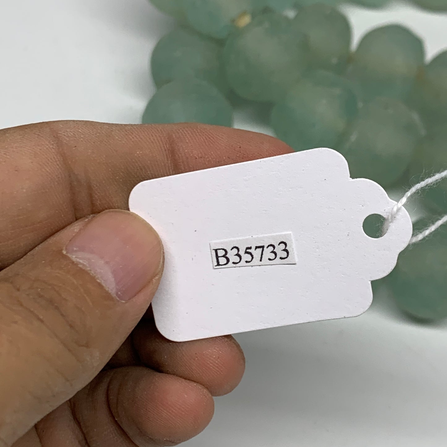 1.05 lbs, 17mm-20mm, 1 Strand, 30 beads, Green/Blue Sea Glass Beads , B35733