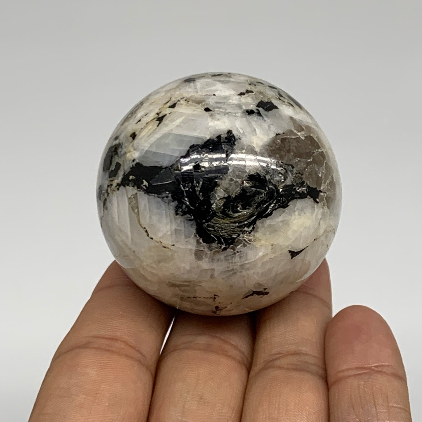 146.2g, 1.9"(47mm), Natural Rainbow Moonstone Sphere Ball Gemstone, B35025