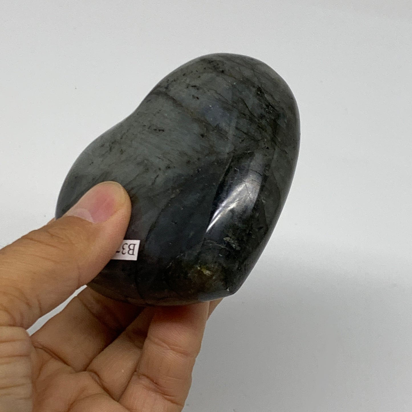 0.52 lbs, 2.9"x3.1"x1.1", Natural Labradorite Heart Polished Crystal, B37244