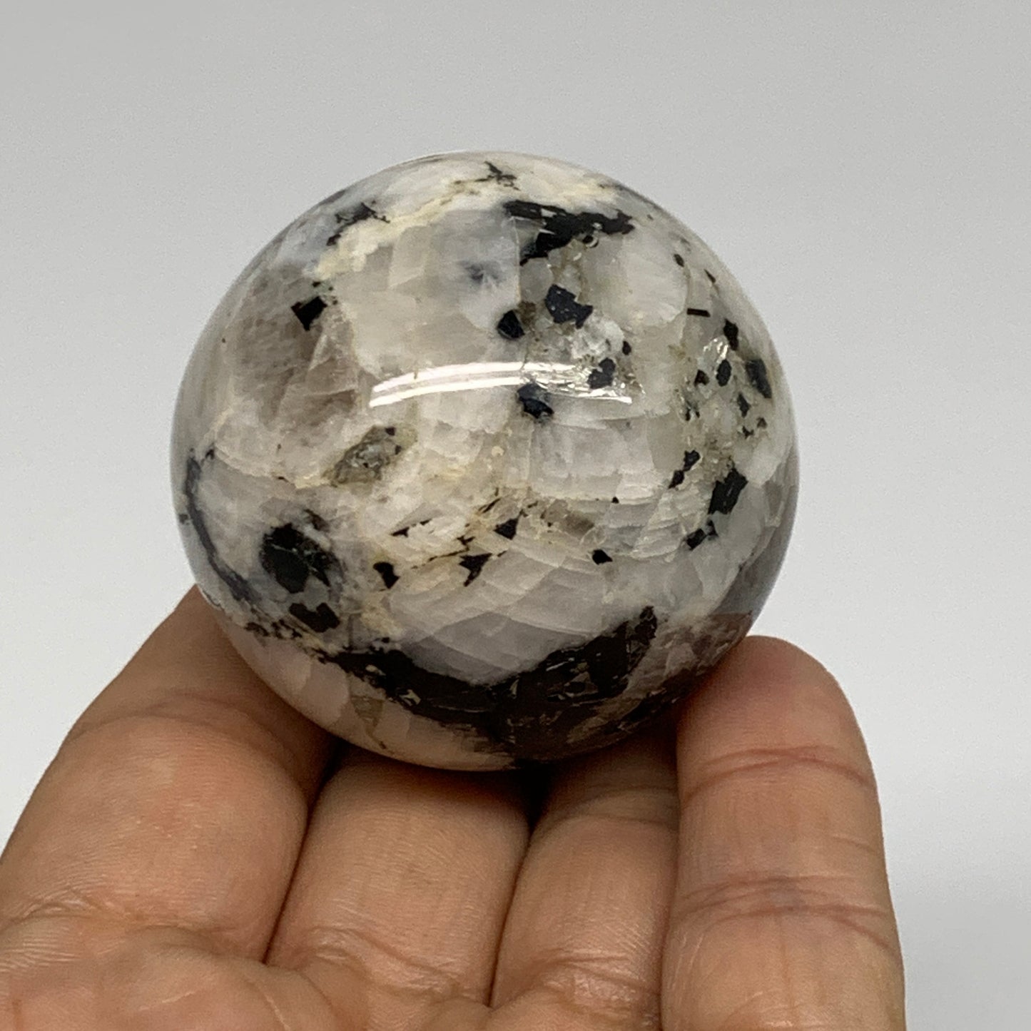 146.2g, 1.9"(47mm), Natural Rainbow Moonstone Sphere Ball Gemstone, B35025