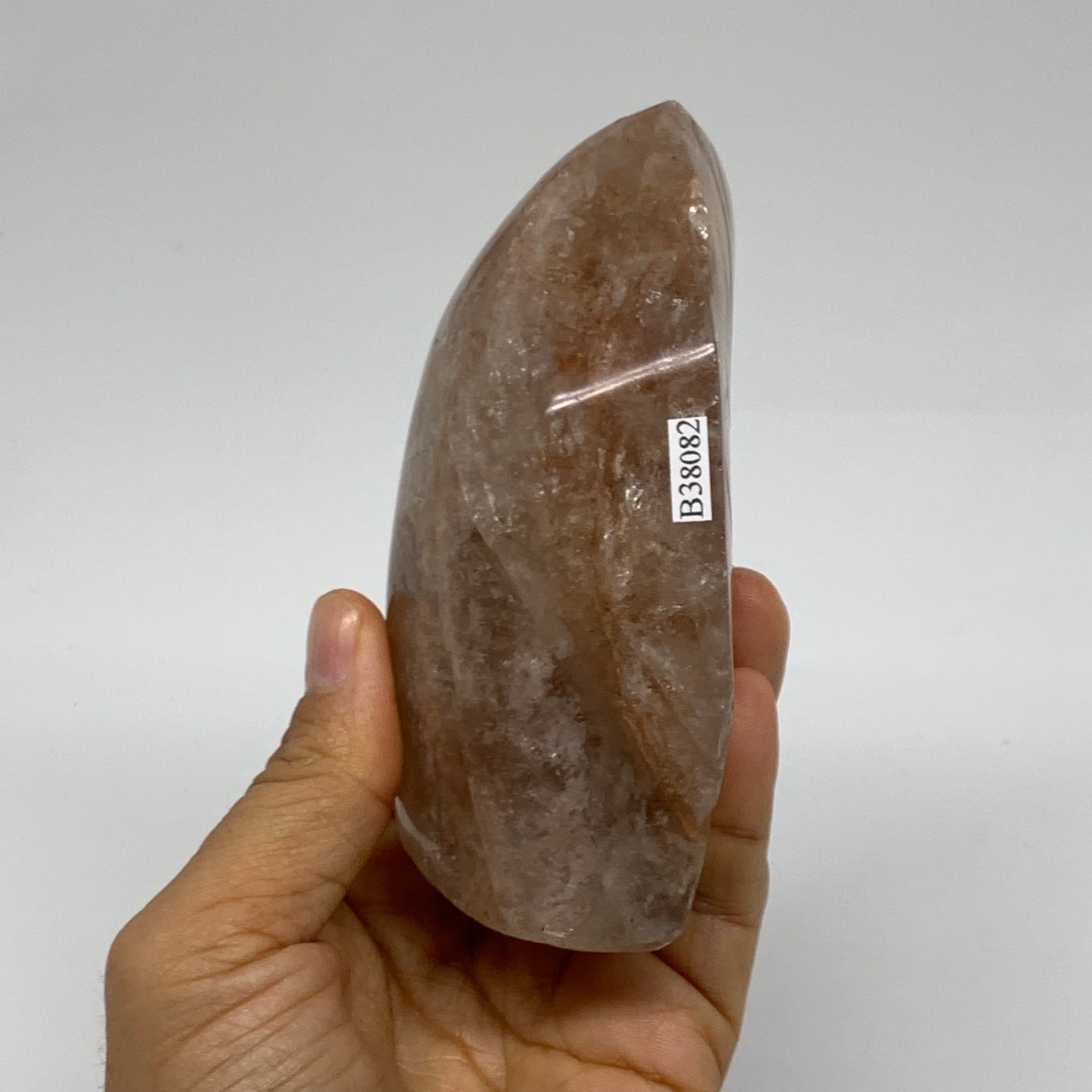 1.26 lbs, 4.4"x3.1"x1.8" Red Hematoid Quartz Freeform Crystal Fire Quartz, B3808