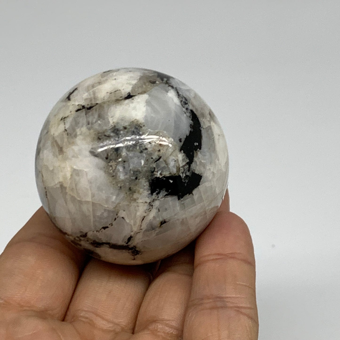 146.2g, 1.9"(47mm), Natural Rainbow Moonstone Sphere Ball Gemstone, B35025