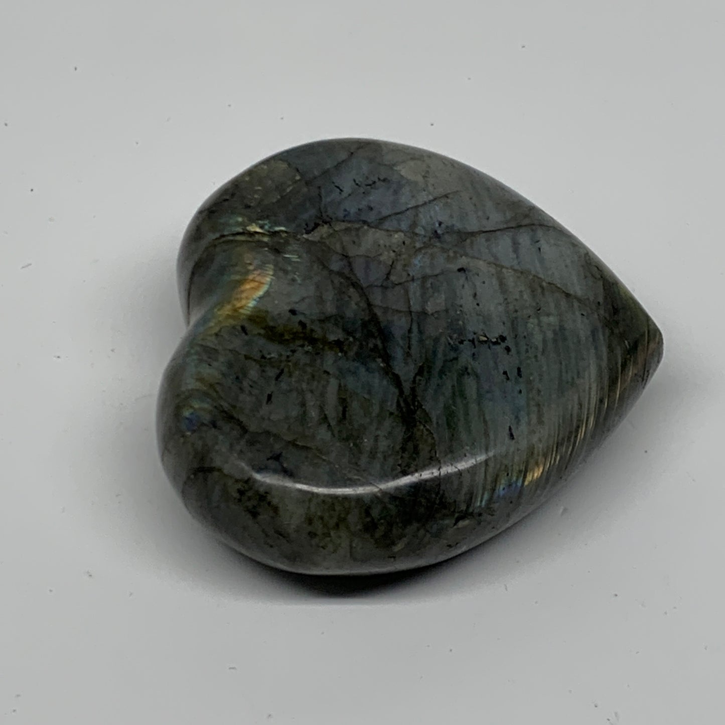 0.52 lbs, 2.9"x3.1"x1.1", Natural Labradorite Heart Polished Crystal, B37244