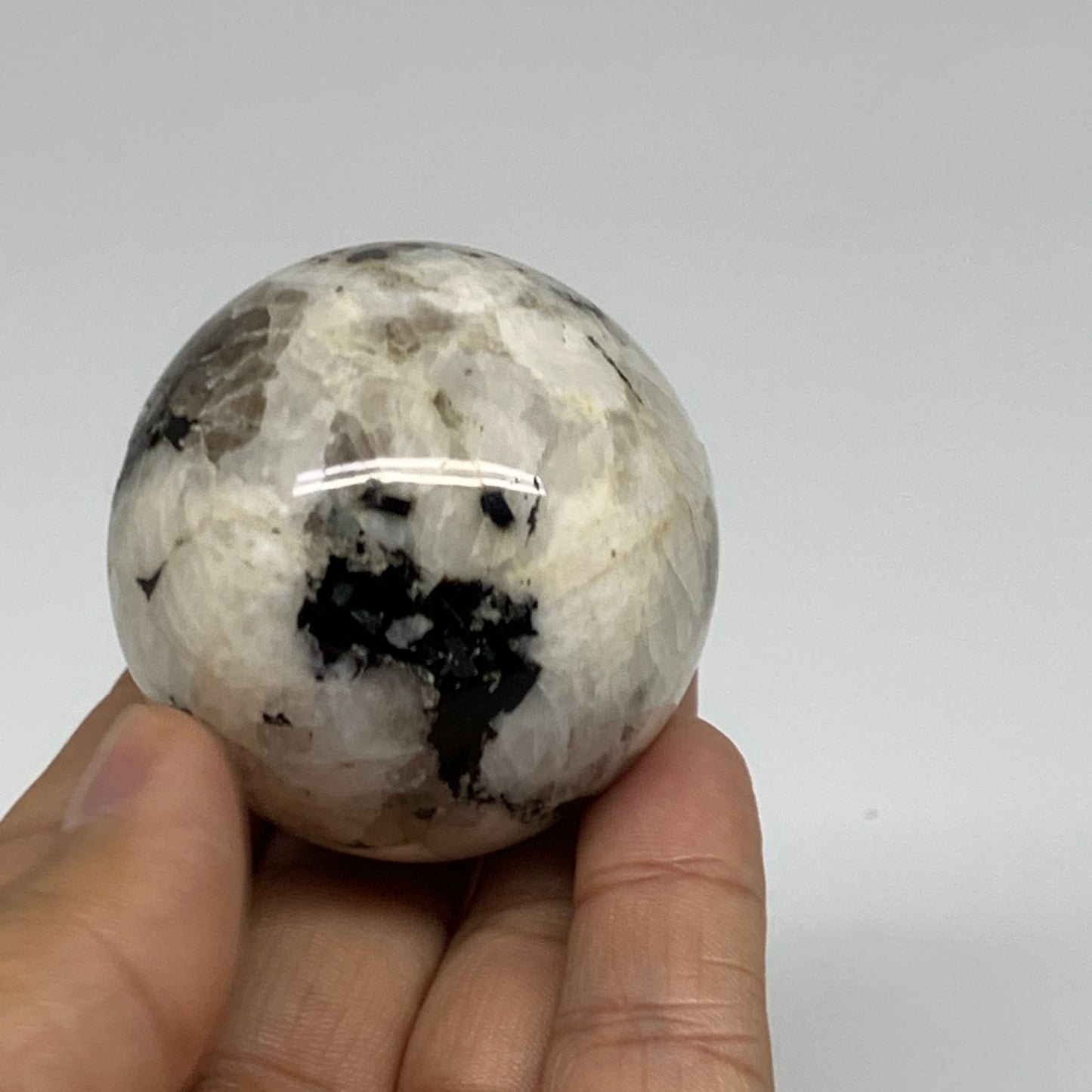 146.2g, 1.9"(47mm), Natural Rainbow Moonstone Sphere Ball Gemstone, B35025