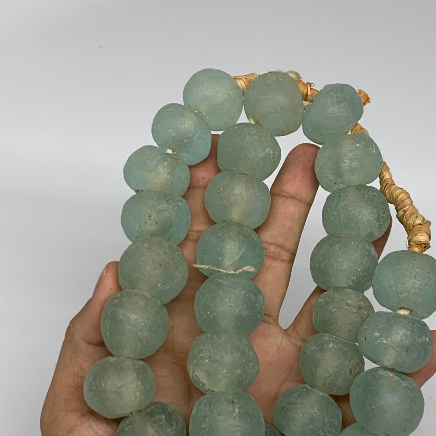 1.06 lbs, 16mm-22mm, 1 Strand, 31 beads, Green/Blue Sea Glass Beads , B35734