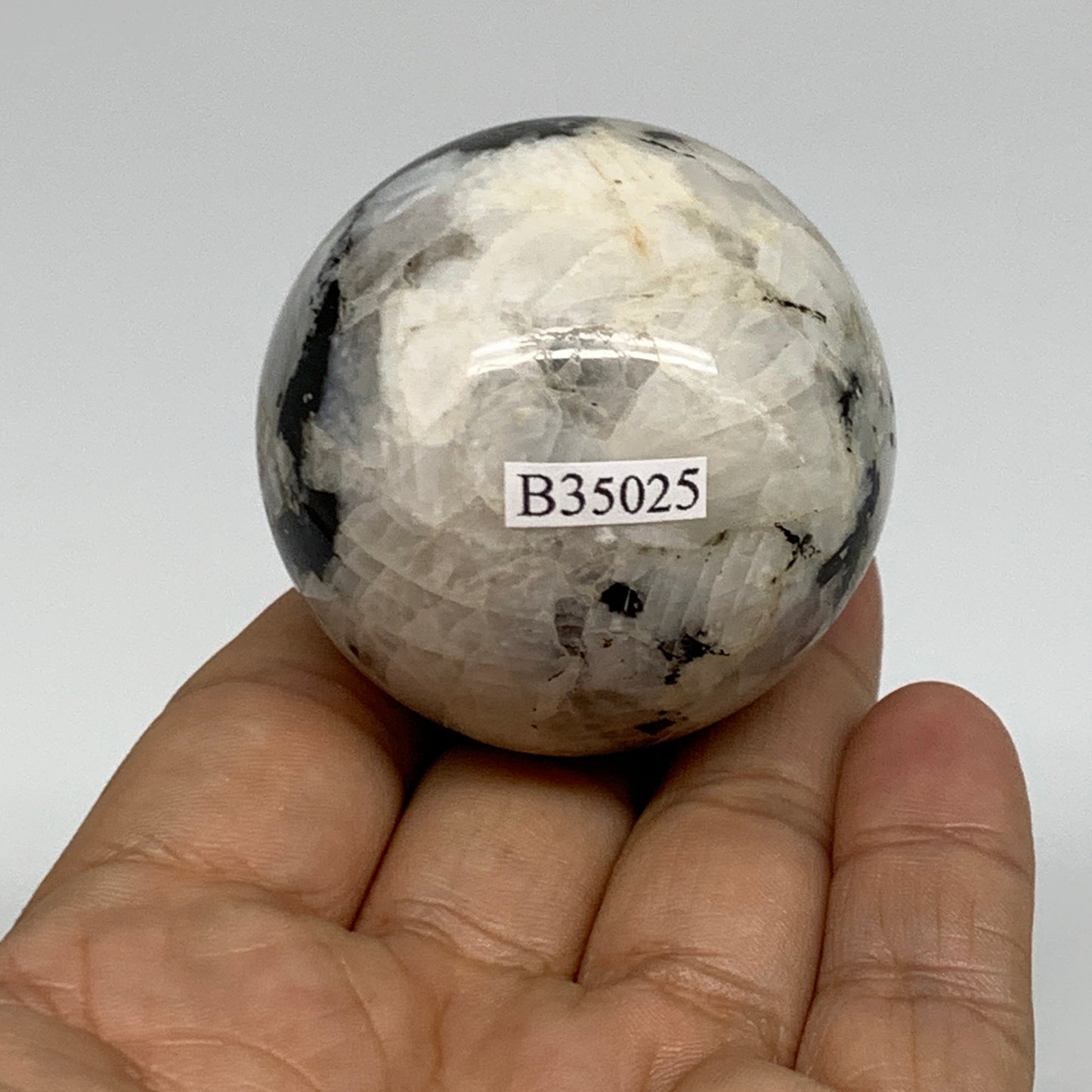 146.2g, 1.9"(47mm), Natural Rainbow Moonstone Sphere Ball Gemstone, B35025