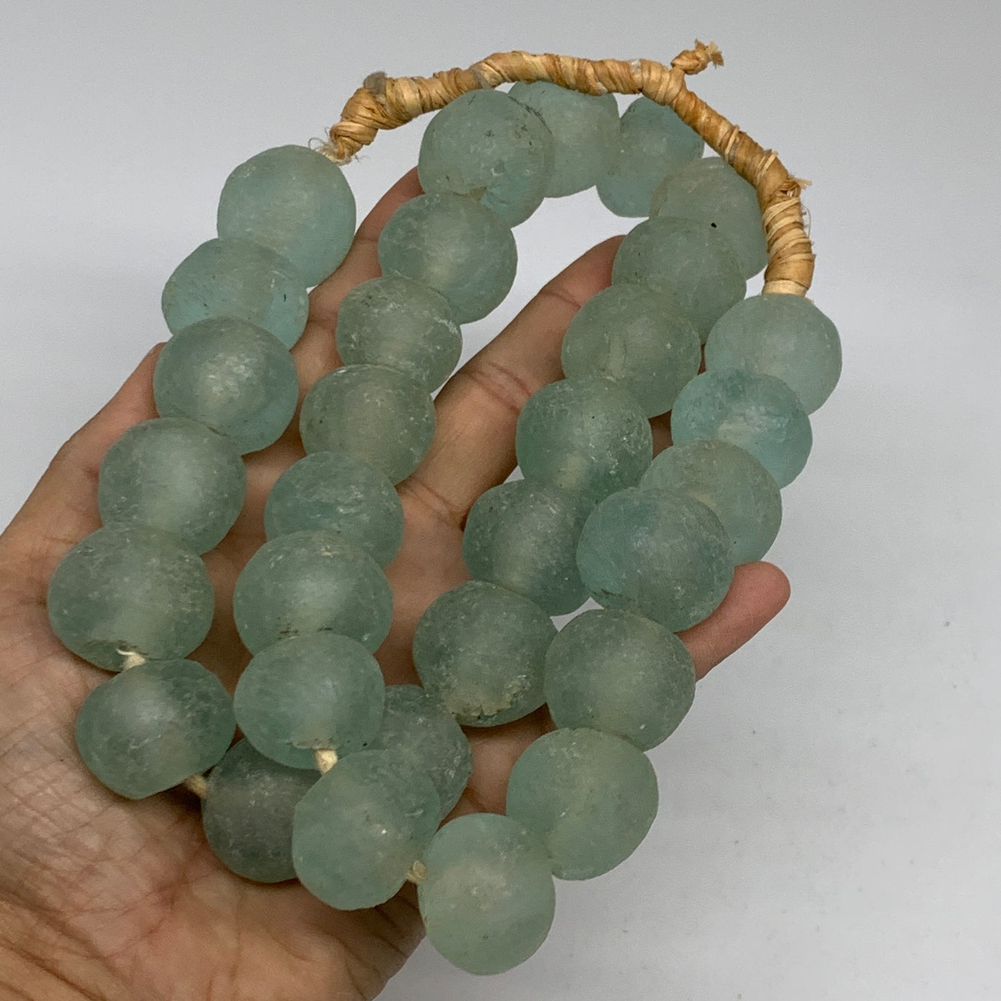 1.06 lbs, 16mm-22mm, 1 Strand, 31 beads, Green/Blue Sea Glass Beads , B35734