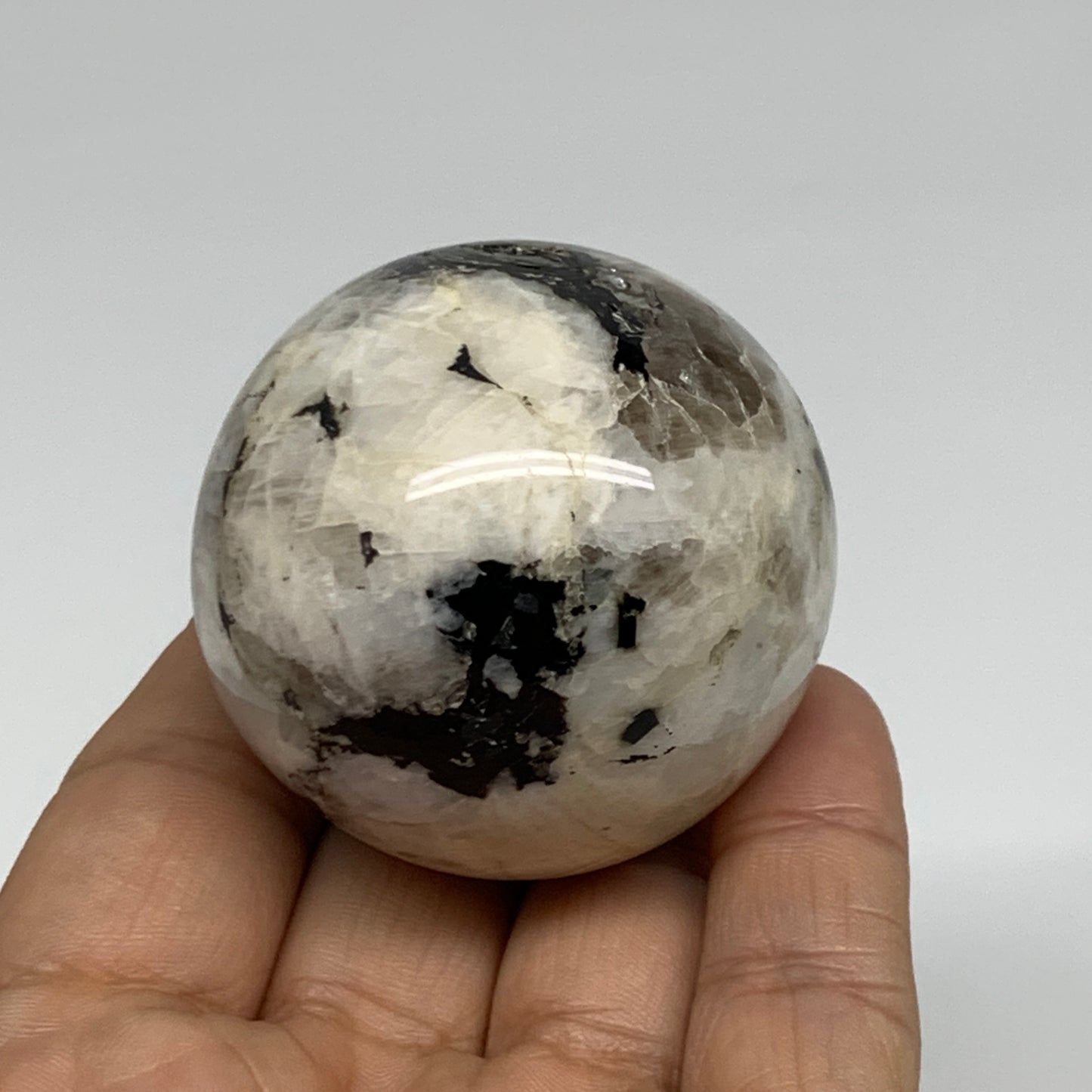 146.2g, 1.9"(47mm), Natural Rainbow Moonstone Sphere Ball Gemstone, B35025