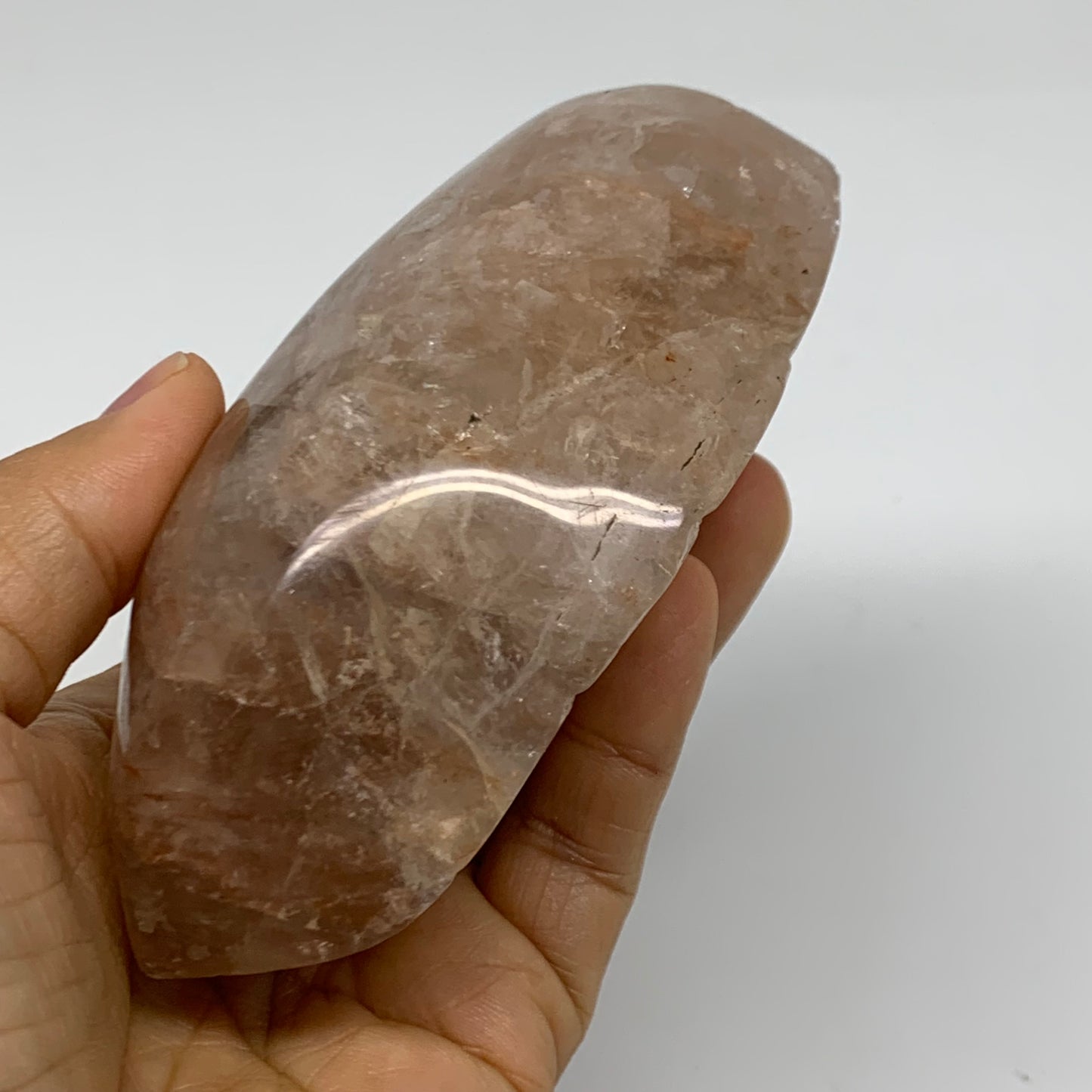 1.26 lbs, 4.4"x3.1"x1.8" Red Hematoid Quartz Freeform Crystal Fire Quartz, B3808