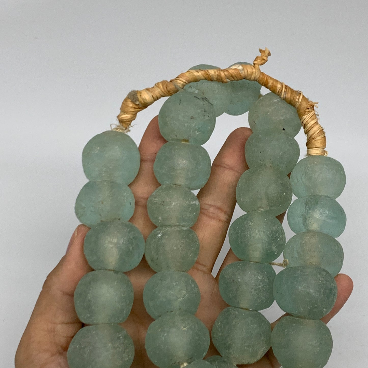 1.06 lbs, 16mm-22mm, 1 Strand, 31 beads, Green/Blue Sea Glass Beads , B35734