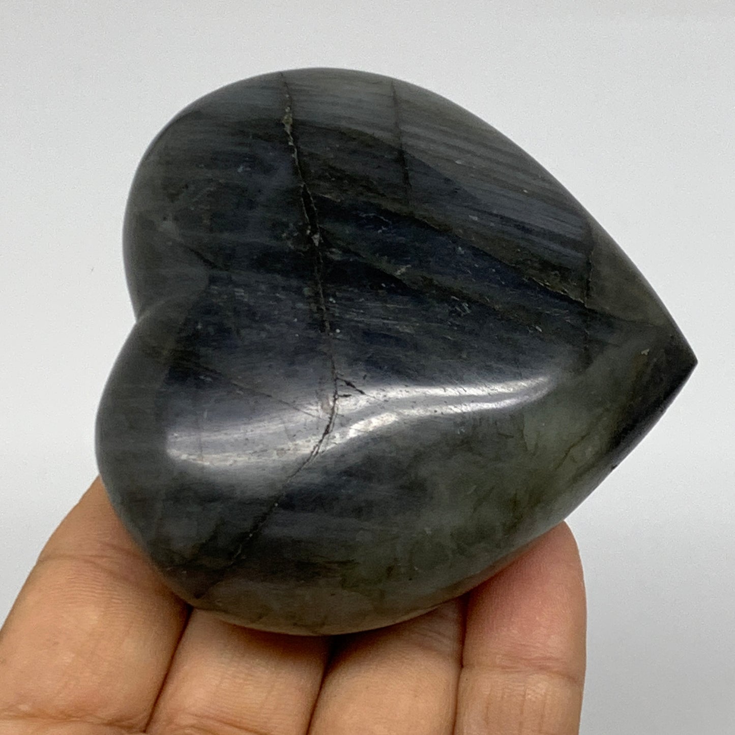 0.48 lbs, 2.8"x2.9"x1.2", Natural Labradorite Heart Polished Crystal, B37245
