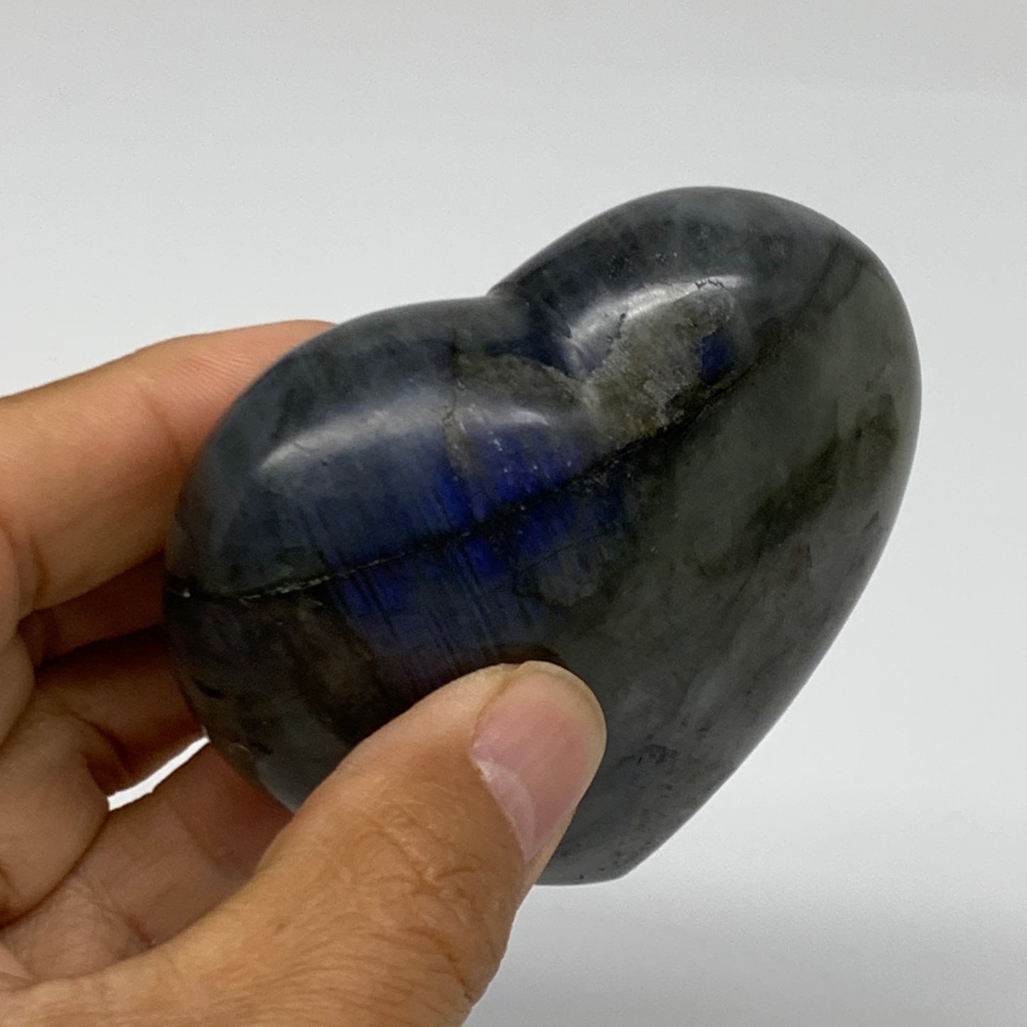 0.48 lbs, 2.8"x2.9"x1.2", Natural Labradorite Heart Polished Crystal, B37245
