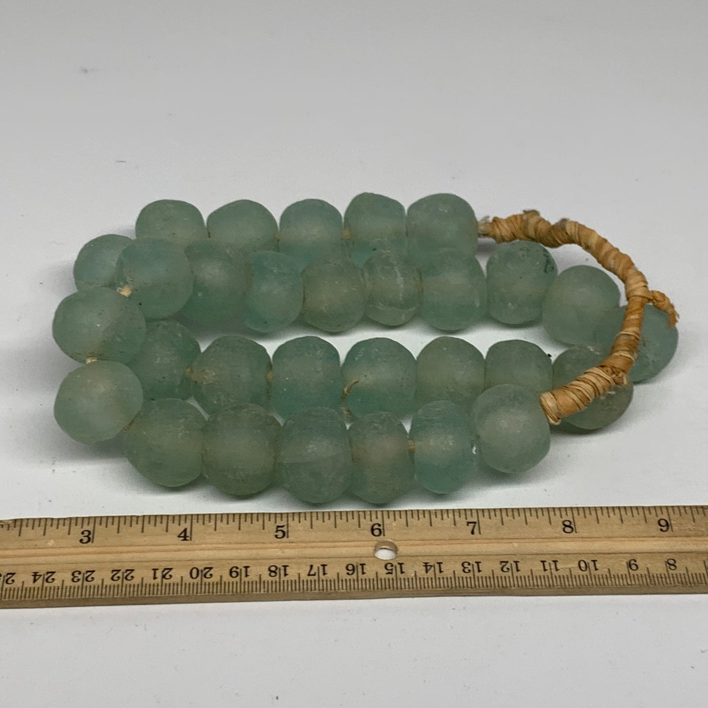 1.06 lbs, 16mm-22mm, 1 Strand, 31 beads, Green/Blue Sea Glass Beads , B35734
