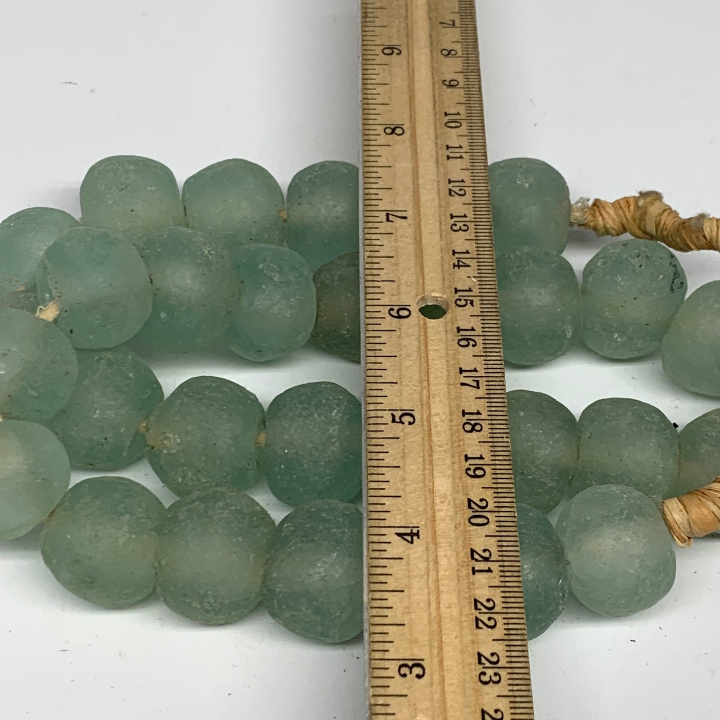 1.06 lbs, 16mm-22mm, 1 Strand, 31 beads, Green/Blue Sea Glass Beads , B35734