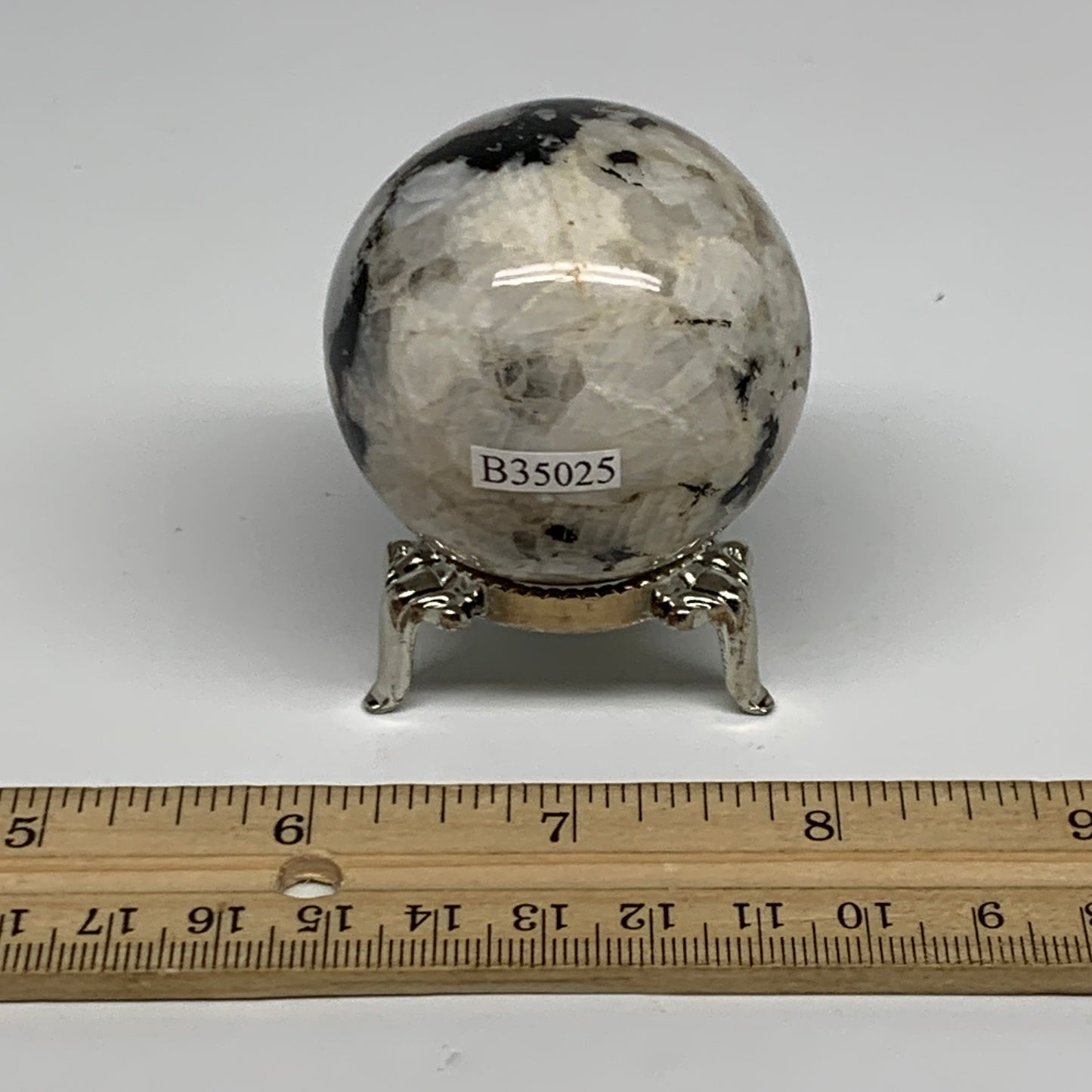 146.2g, 1.9"(47mm), Natural Rainbow Moonstone Sphere Ball Gemstone, B35025