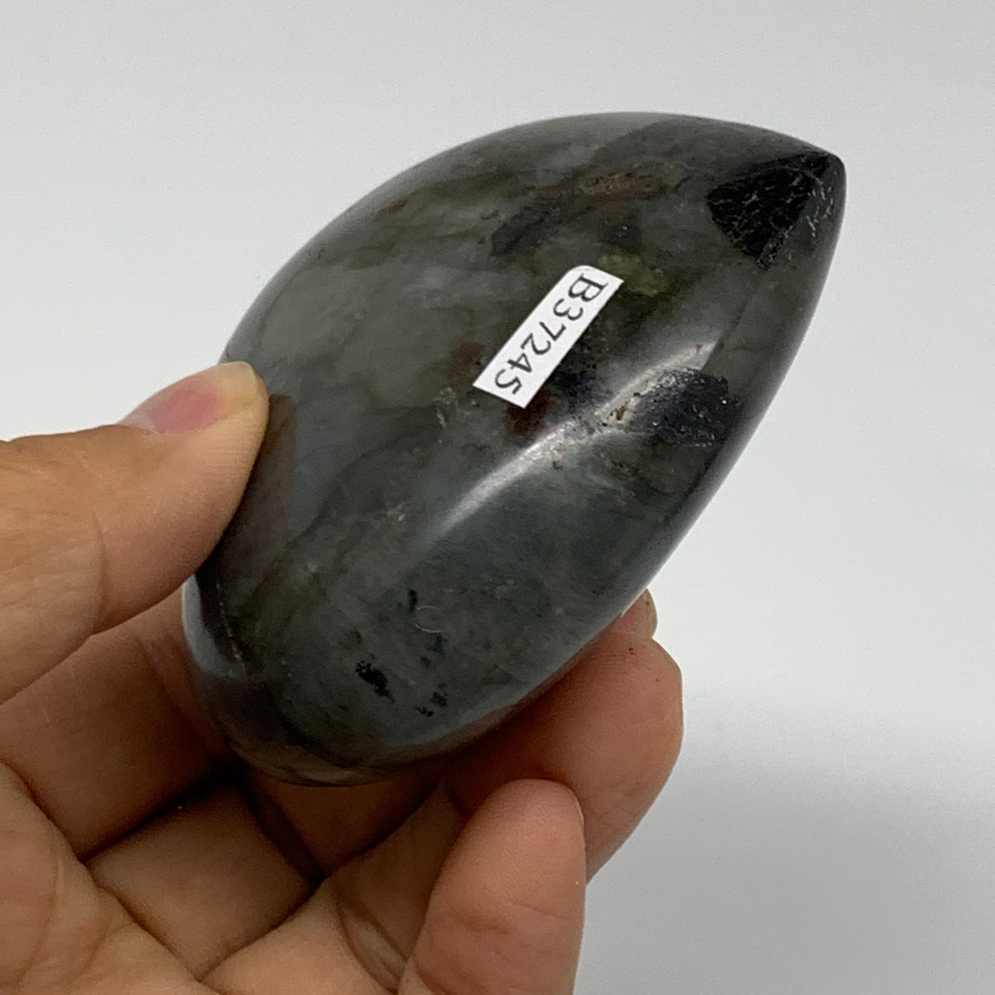 0.48 lbs, 2.8"x2.9"x1.2", Natural Labradorite Heart Polished Crystal, B37245