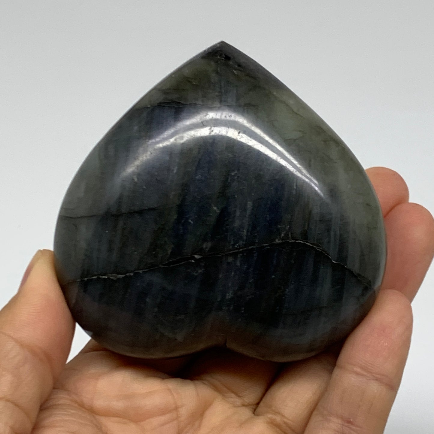 0.48 lbs, 2.8"x2.9"x1.2", Natural Labradorite Heart Polished Crystal, B37245