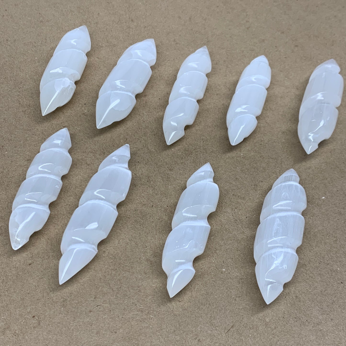 1pc, 45-55g, 3.6"x0.8" Selenite Wand Spiral Point Crystal Powerful, B36288