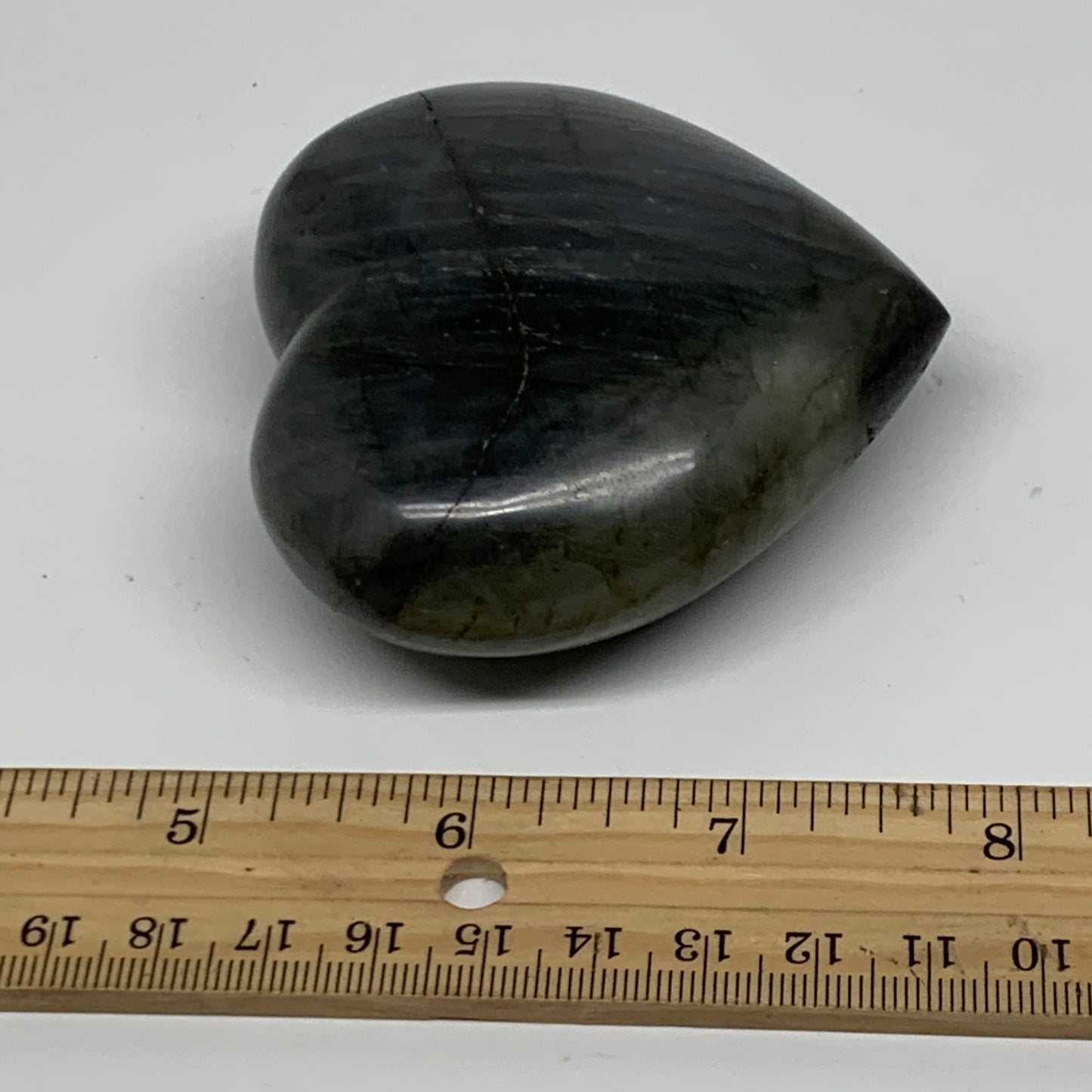 0.48 lbs, 2.8"x2.9"x1.2", Natural Labradorite Heart Polished Crystal, B37245