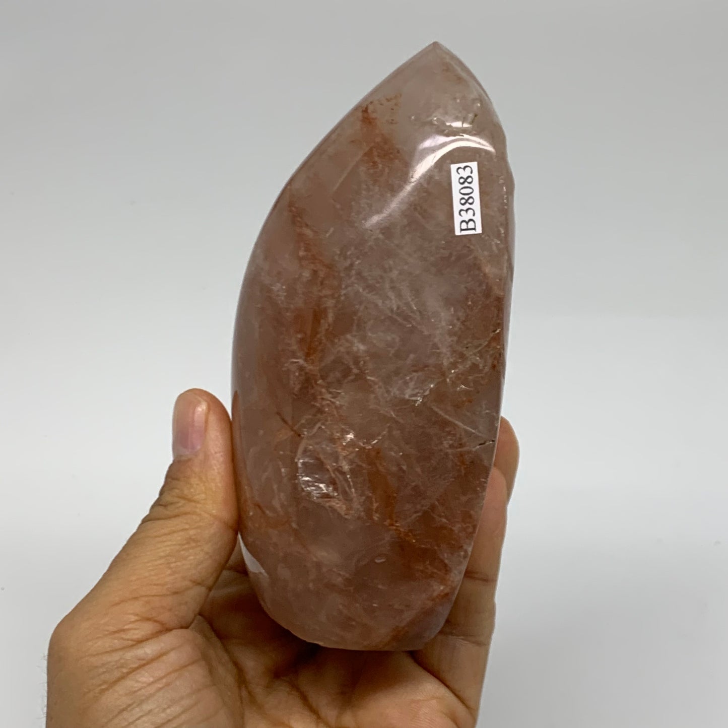 1.3 lbs, 4.6"x2.6"x2.1" Red Hematoid Quartz Freeform Crystal Fire Quartz, B38083