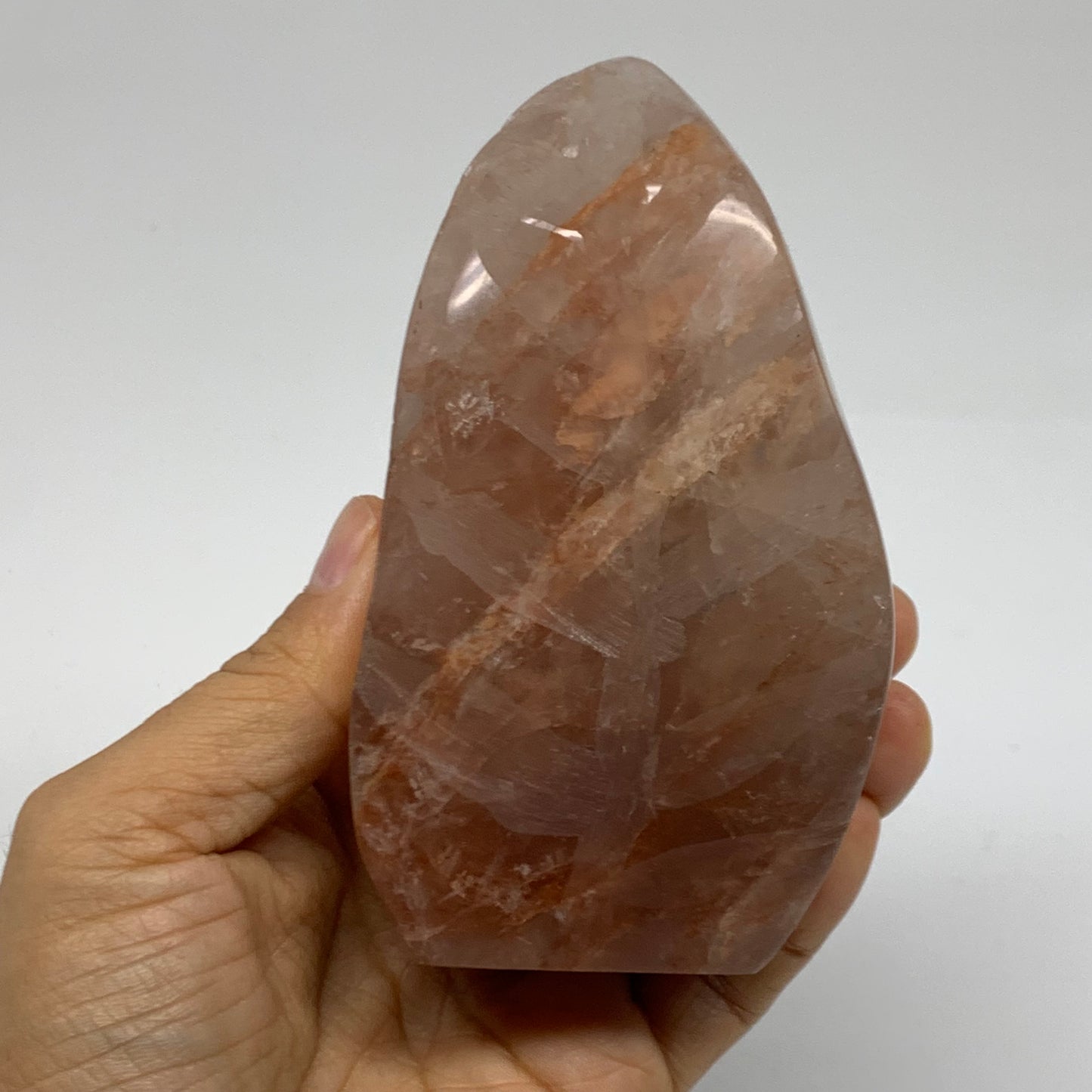 1.3 lbs, 4.6"x2.6"x2.1" Red Hematoid Quartz Freeform Crystal Fire Quartz, B38083