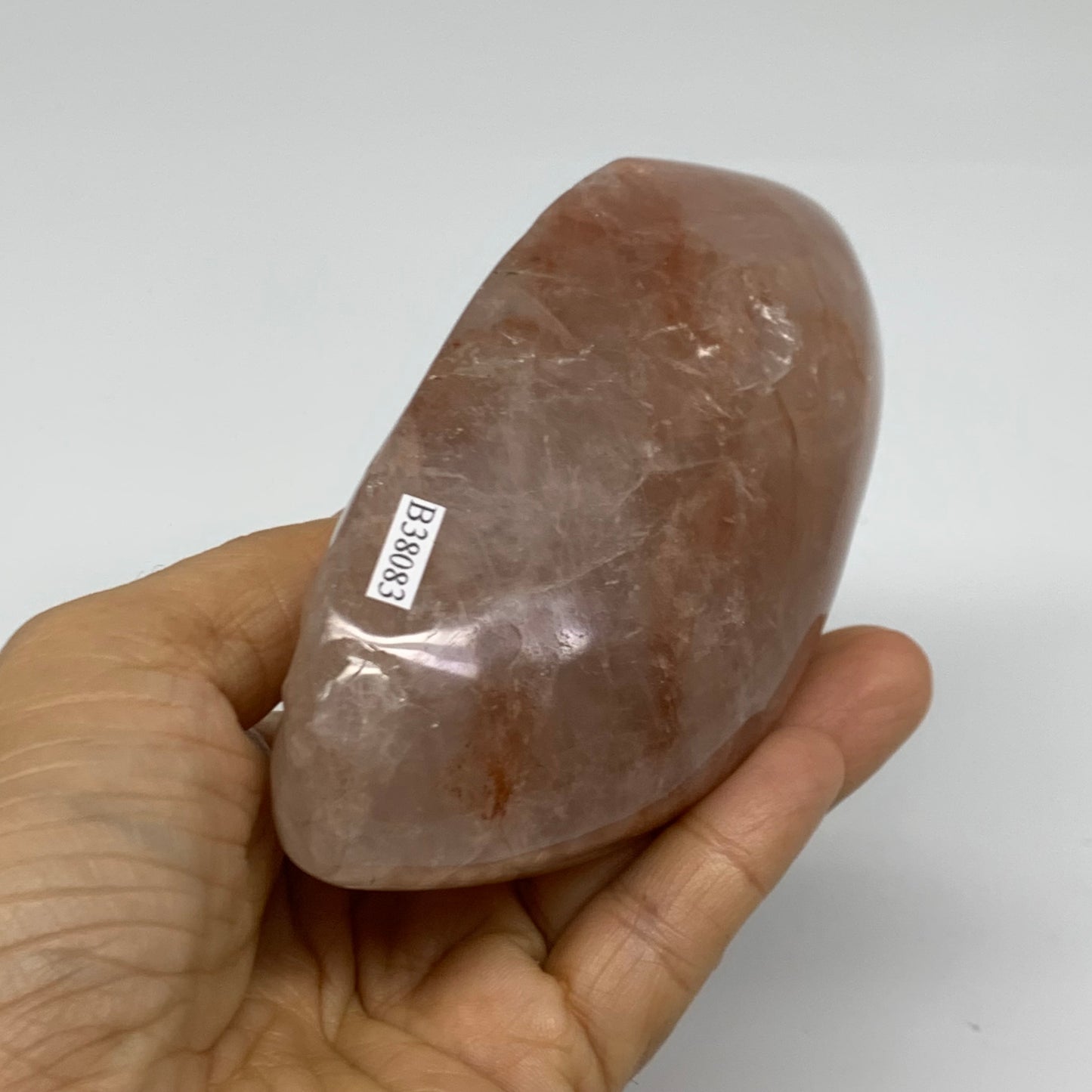 1.3 lbs, 4.6"x2.6"x2.1" Red Hematoid Quartz Freeform Crystal Fire Quartz, B38083