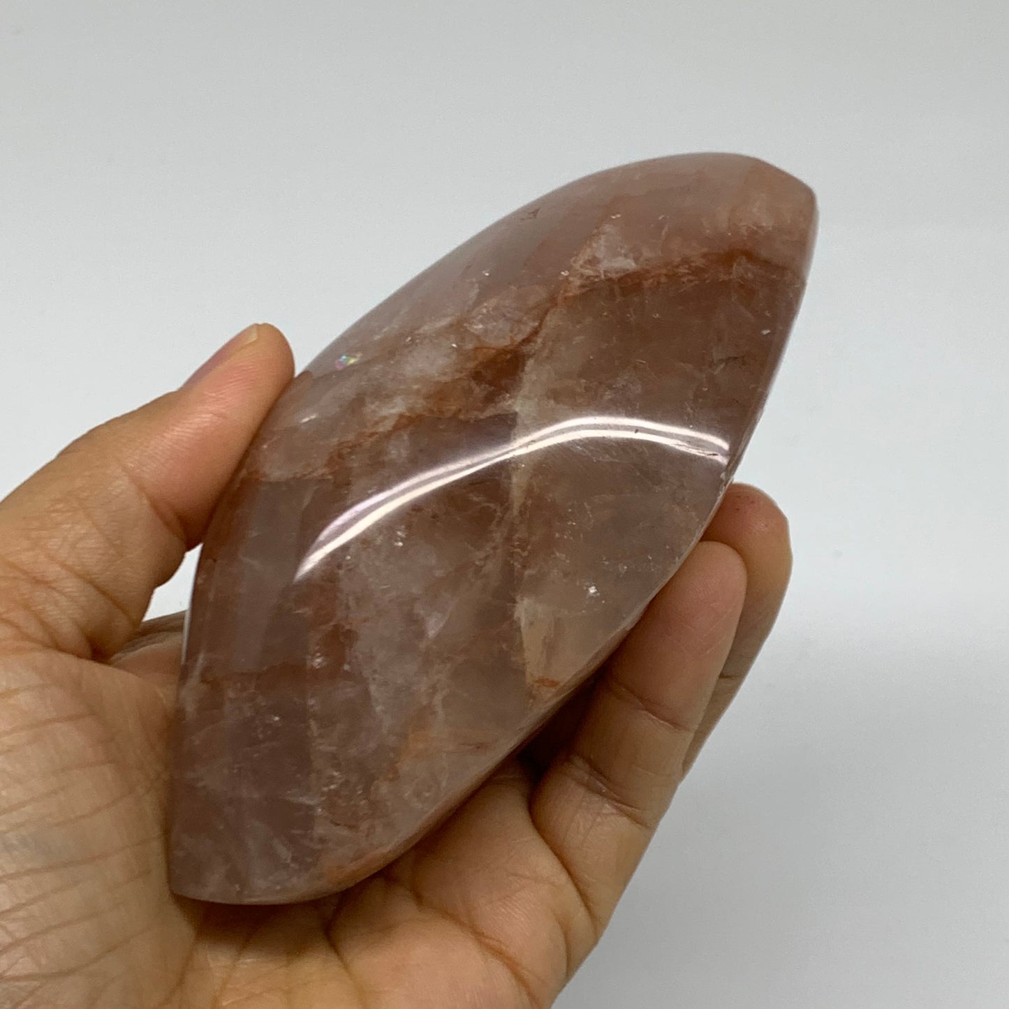 1.3 lbs, 4.6"x2.6"x2.1" Red Hematoid Quartz Freeform Crystal Fire Quartz, B38083