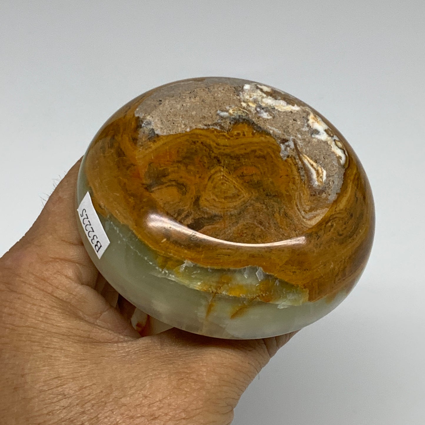 209g, 2.7"x1.4"x2.9", Natural Green Onyx Candle Holder Gemstone Carved, B32225