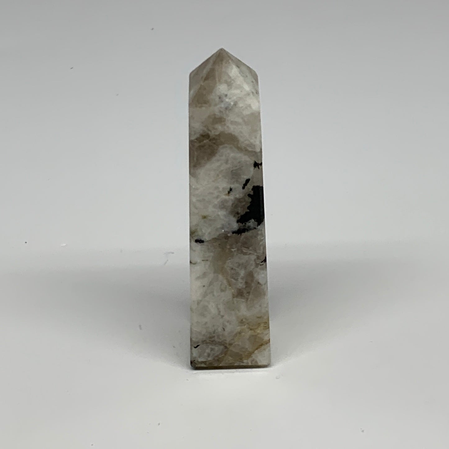 116.5g, 4"x1"x1" Rainbow Moonstone Tower Obelisk Point Crystal @India,B29293
