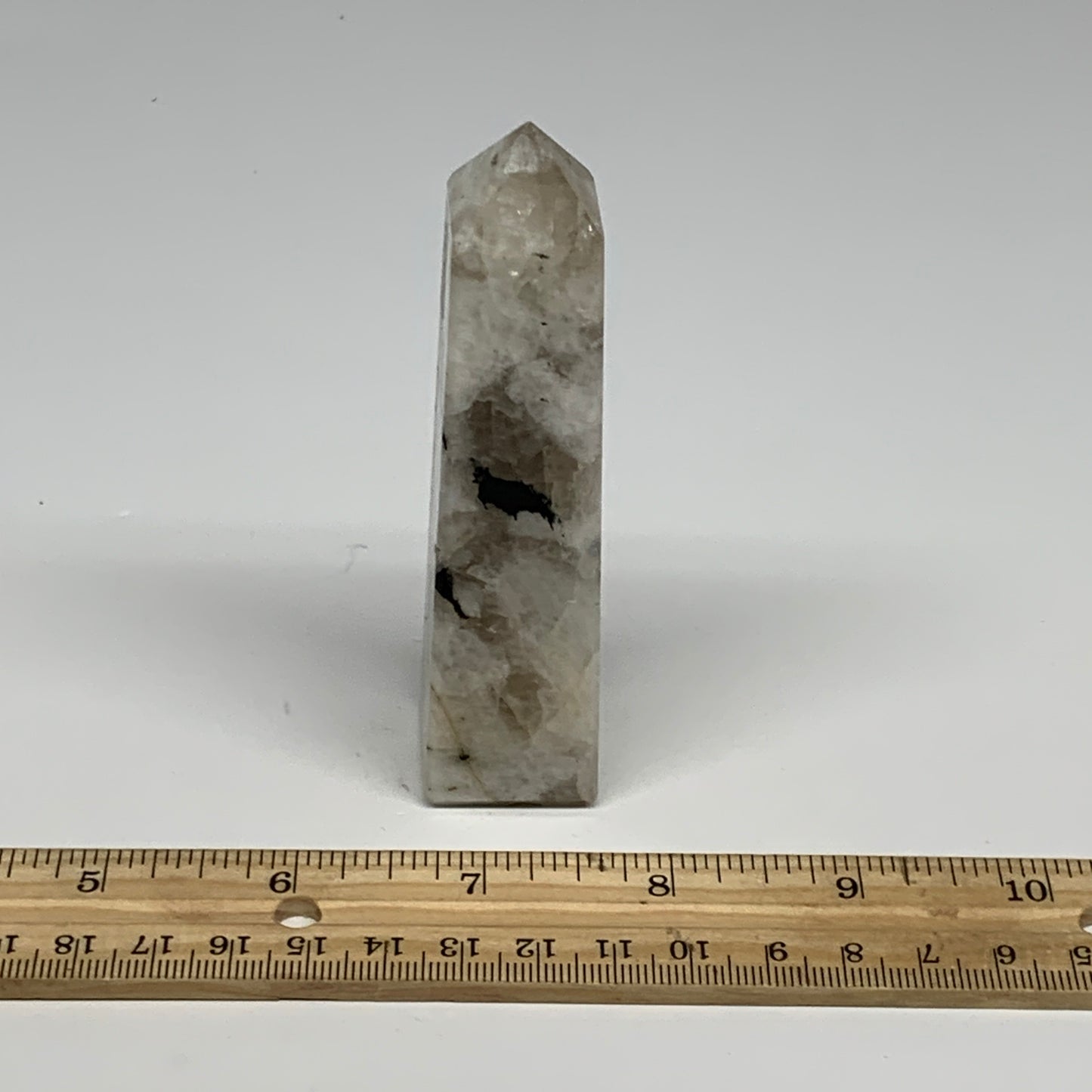 116.5g, 4"x1"x1" Rainbow Moonstone Tower Obelisk Point Crystal @India,B29293
