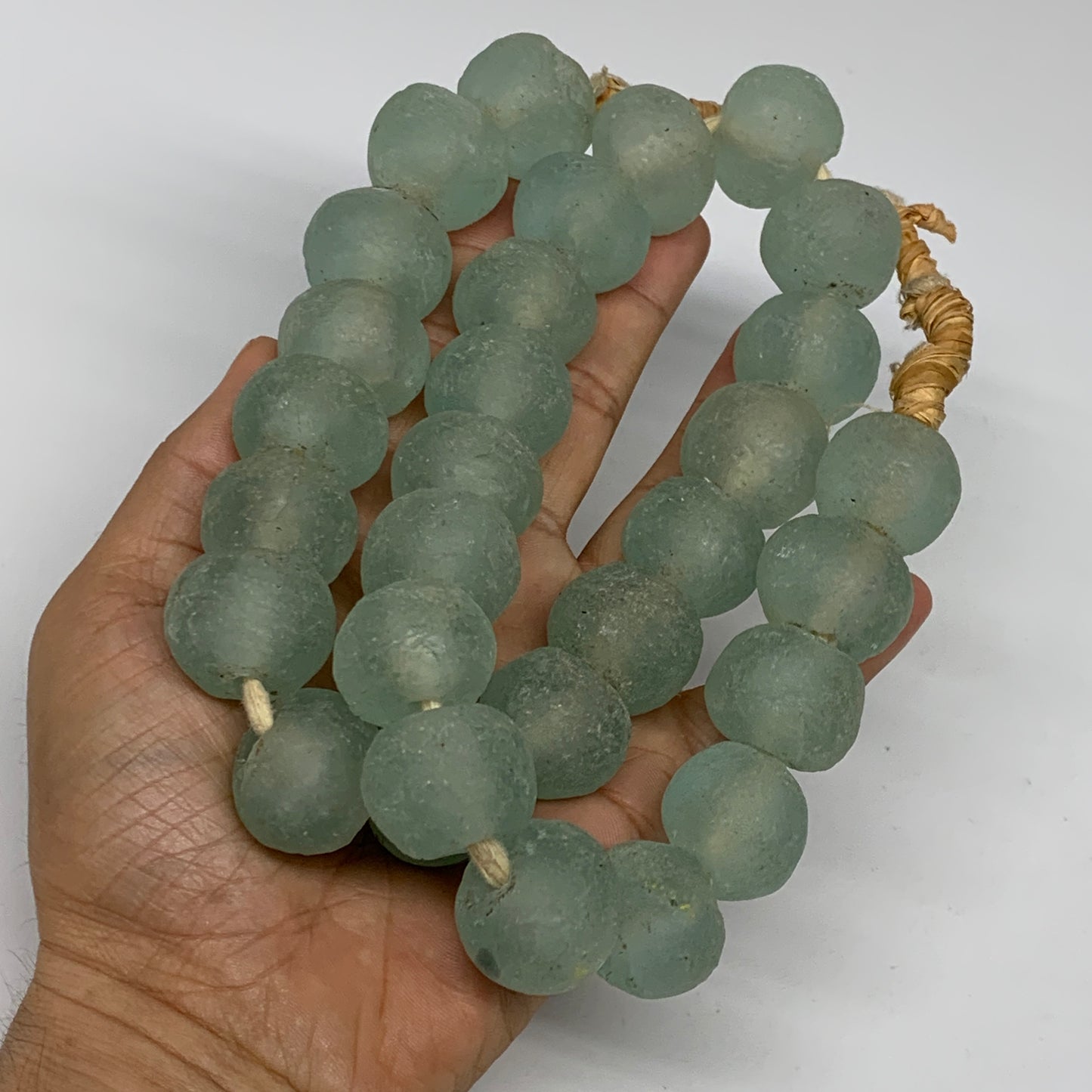 1 lbs, 16mm-22mm, 1 Strand, 30 beads, Green/Blue Sea Glass Beads , B35735