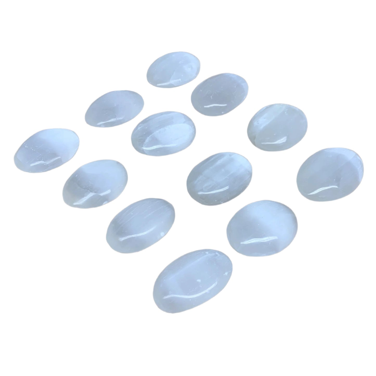 1pc, 2.2"x1.6"x0.7", White Selenite Palmstone Crystal Pillow Reiki, B36289