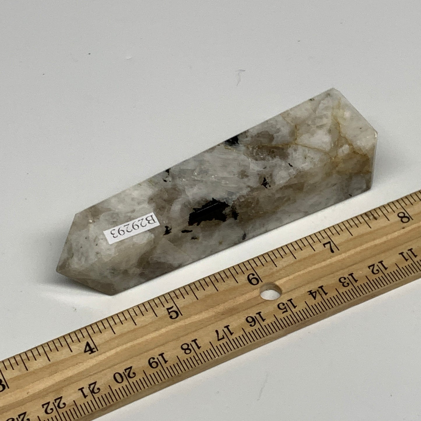 116.5g, 4"x1"x1" Rainbow Moonstone Tower Obelisk Point Crystal @India,B29293