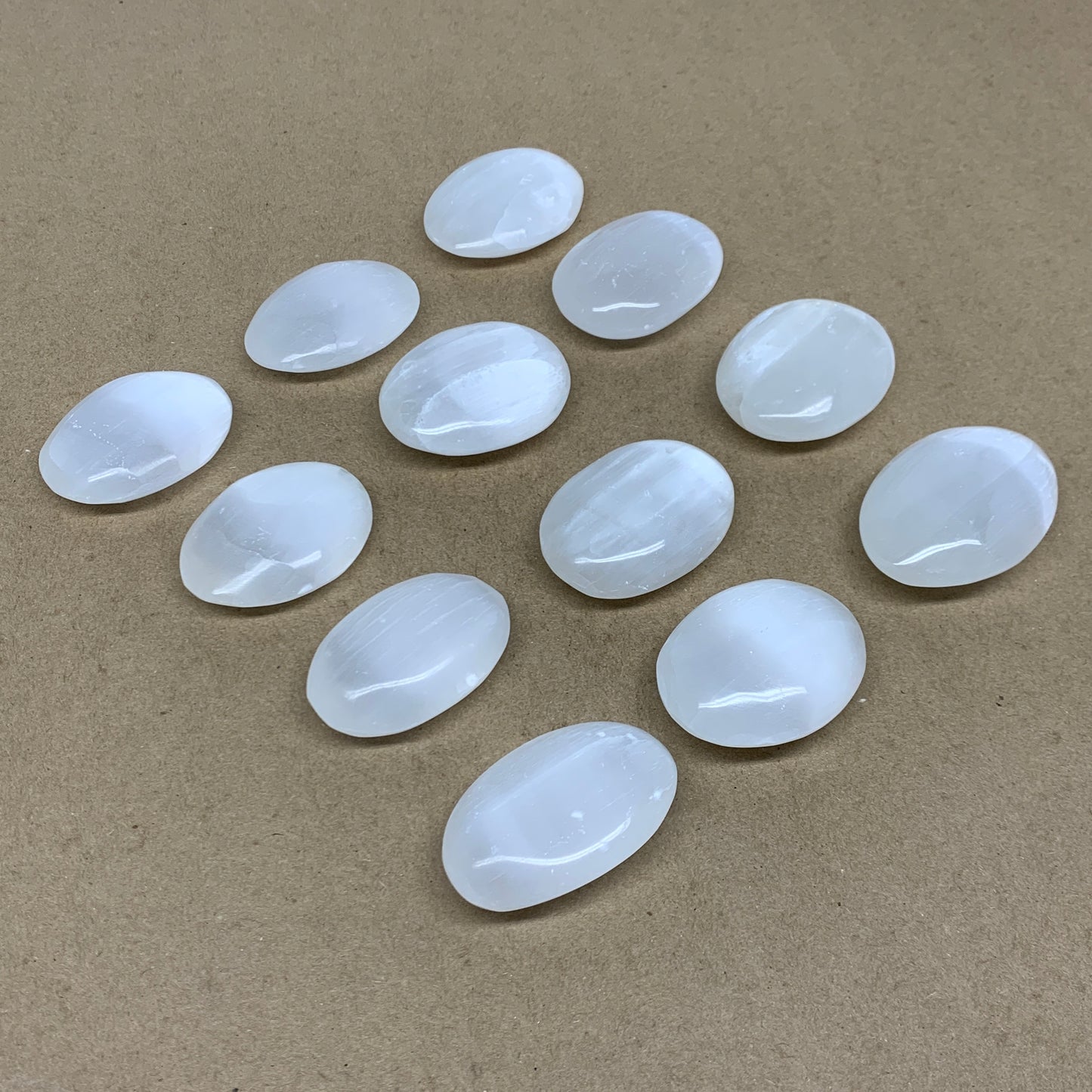 1pc, 2.2"x1.6"x0.7", White Selenite Palmstone Crystal Pillow Reiki, B36289