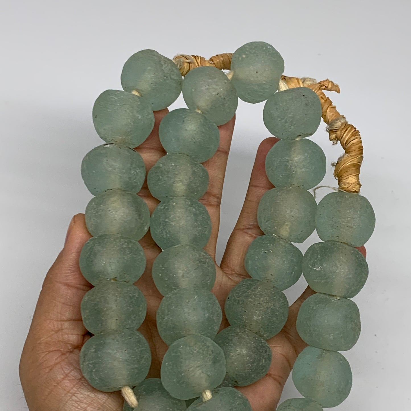 1 lbs, 16mm-22mm, 1 Strand, 30 beads, Green/Blue Sea Glass Beads , B35735