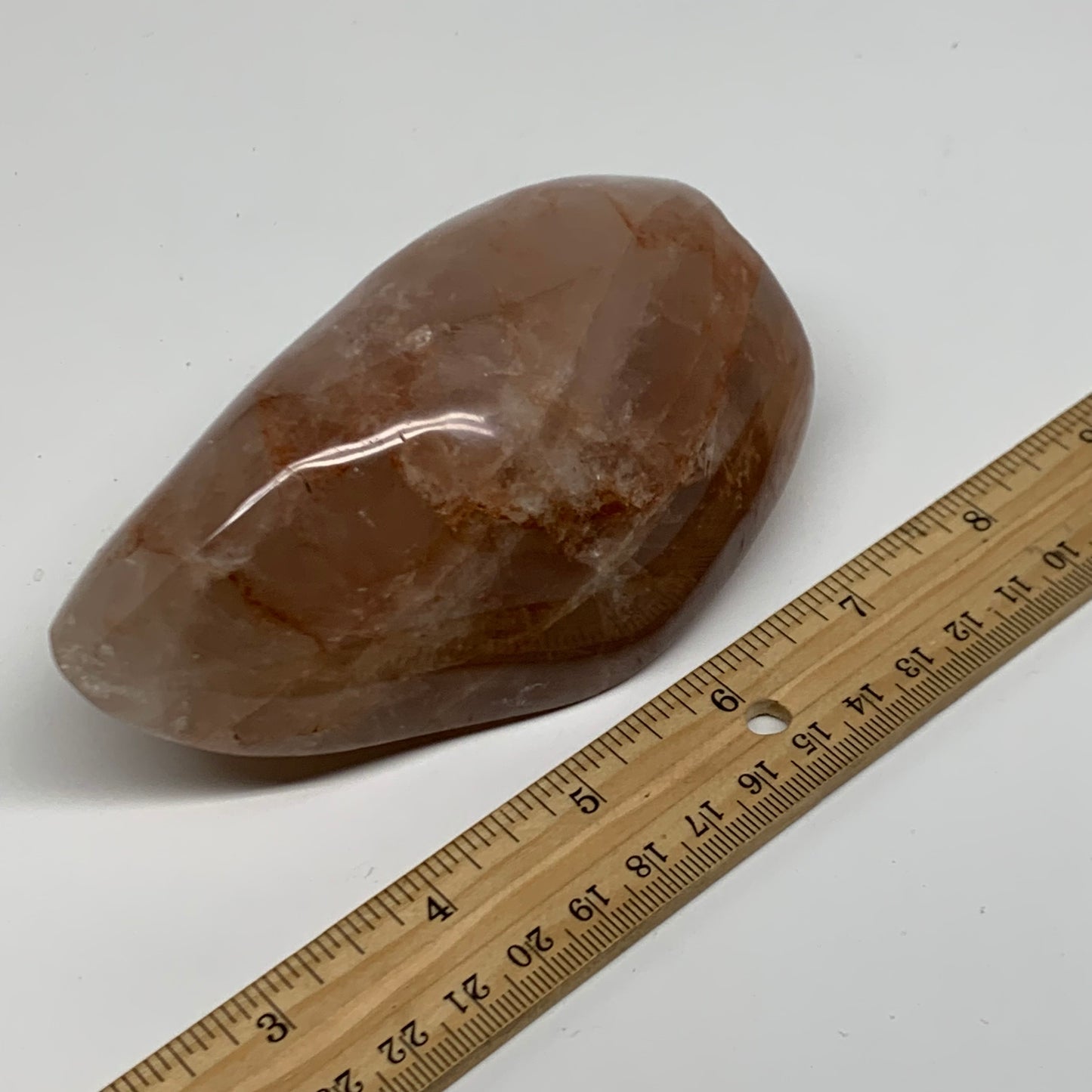 1.3 lbs, 4.6"x2.6"x2.1" Red Hematoid Quartz Freeform Crystal Fire Quartz, B38083